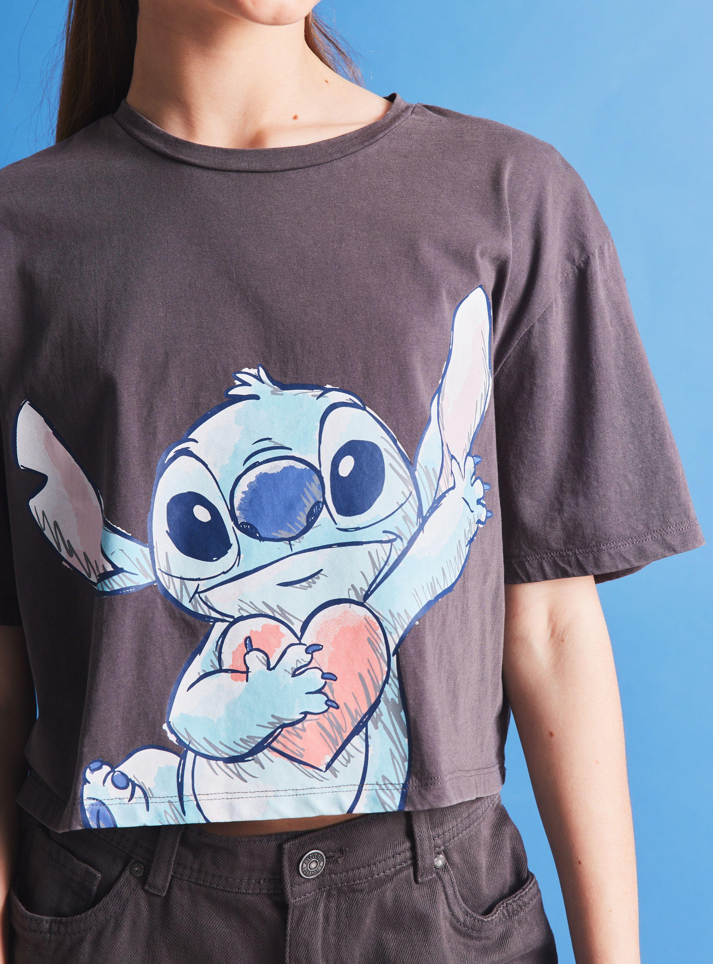Polera Manga Corta Estampada Stitch & Angel Disney-1