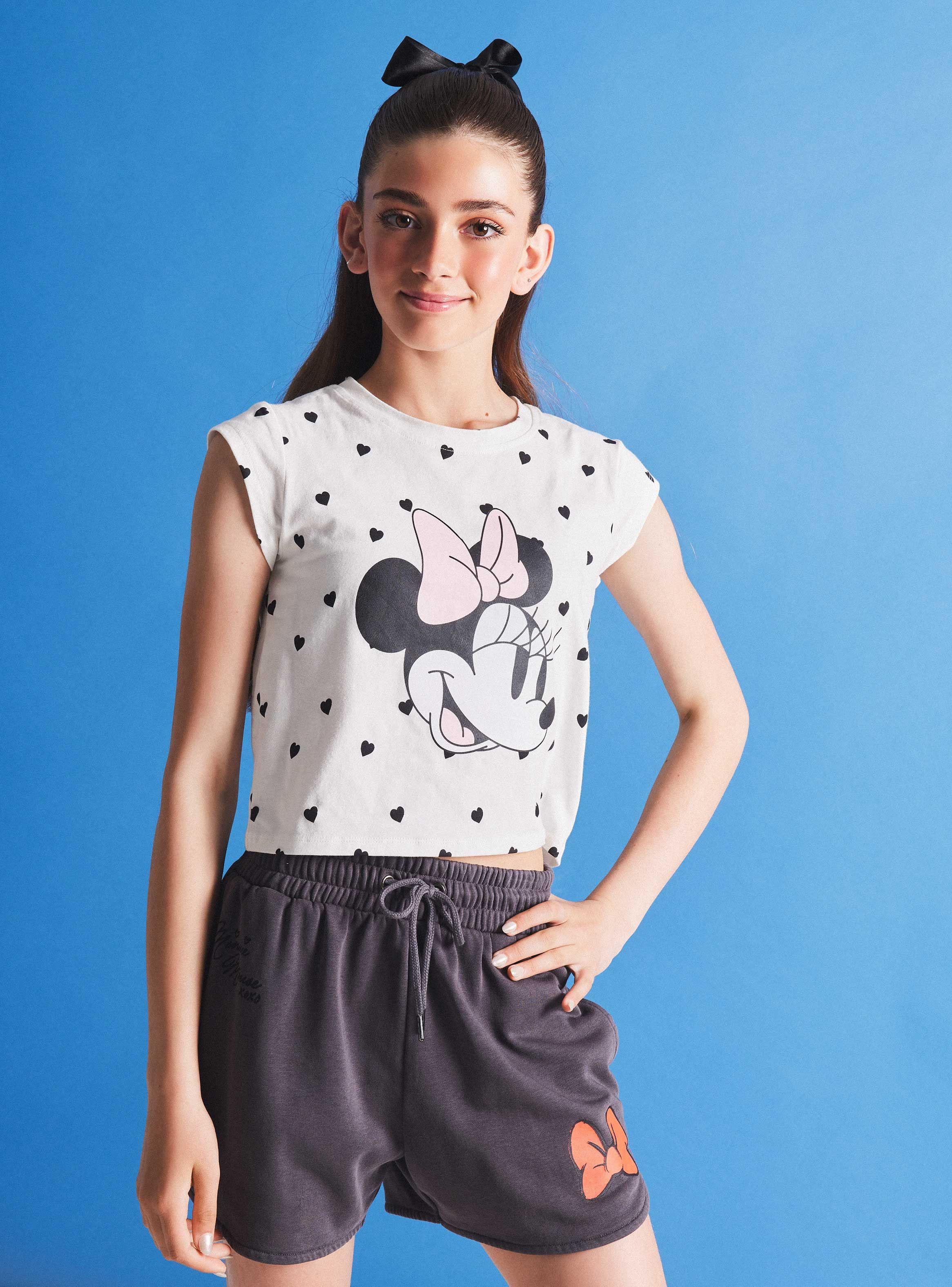 Polera Manga Corta Estampada Minnie Disney-0