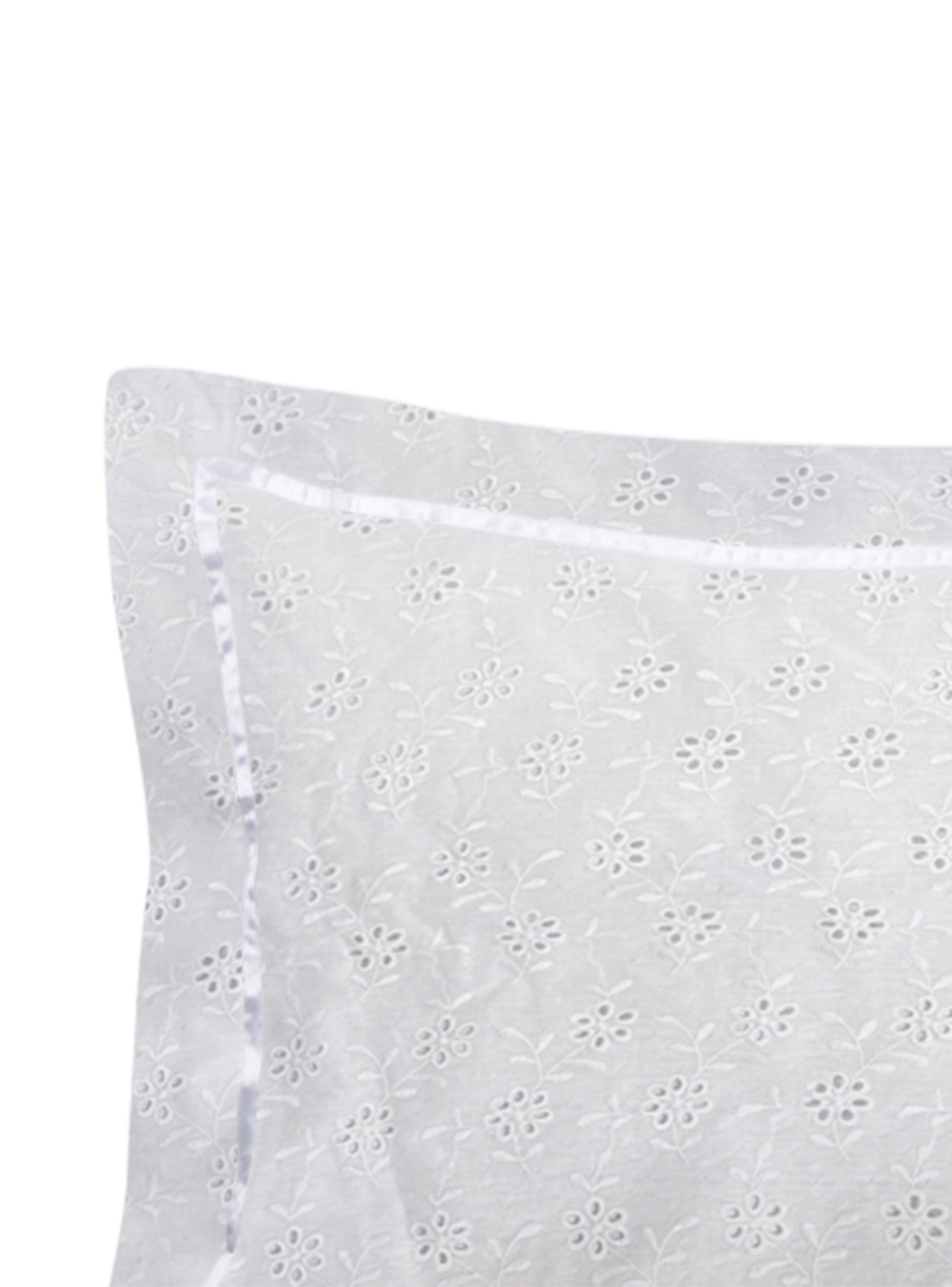 Funda Clásica Broderie Flor 50x70cm 220 Hilos Blanco-1