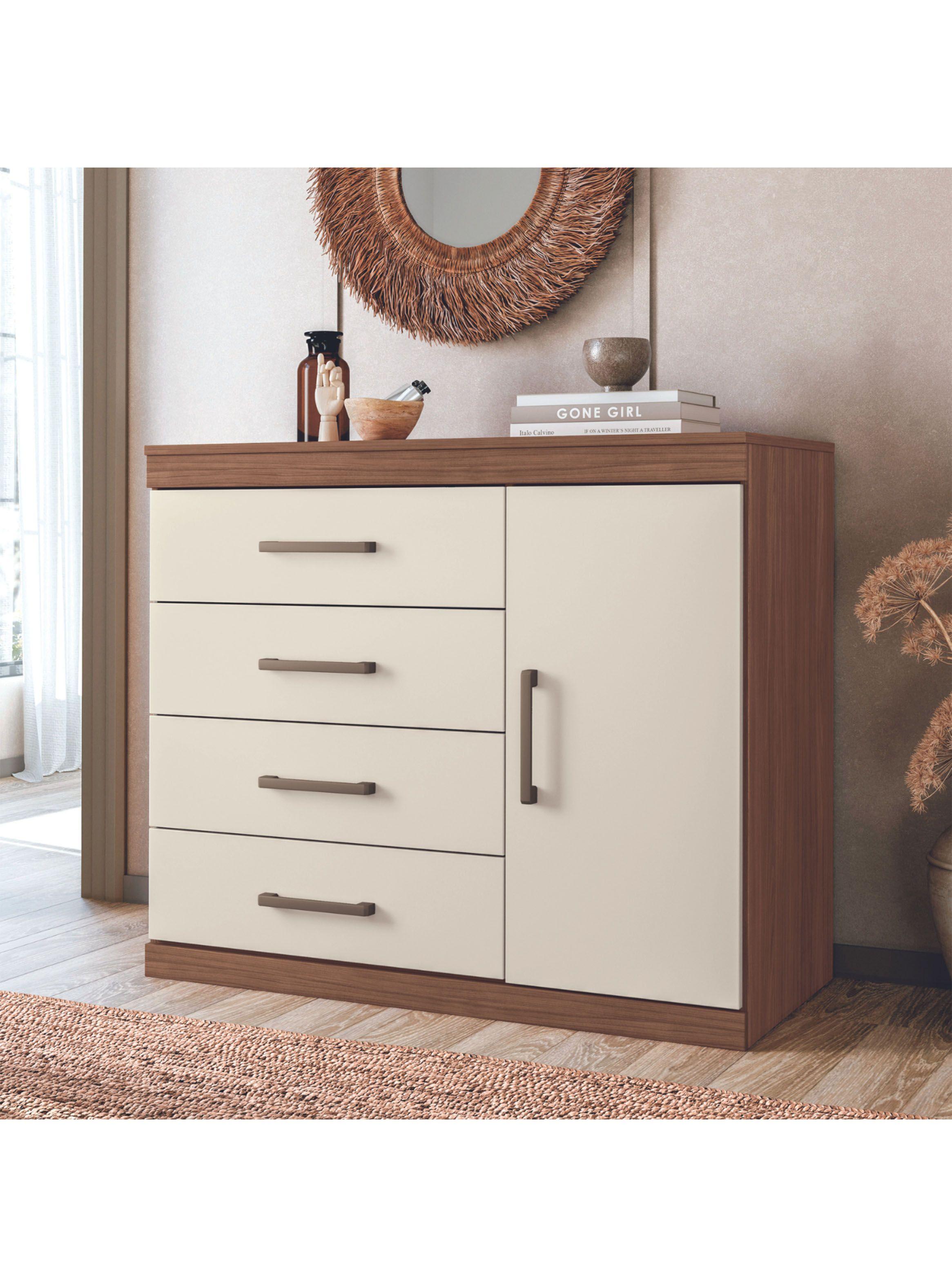 Cómoda Plus 1 Puerta 4 Cajones Jatoba Arena-3