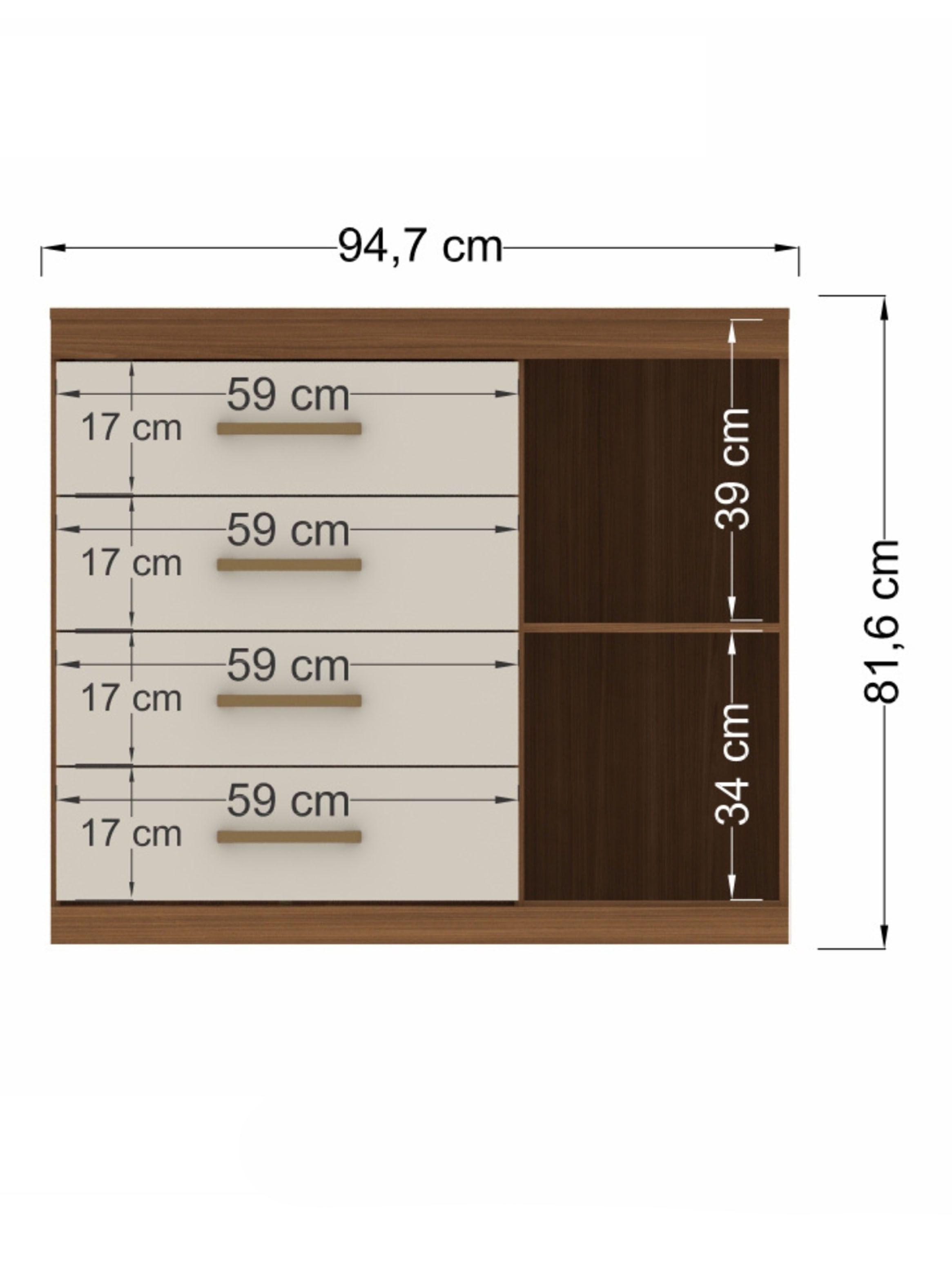 Cómoda Plus 1 Puerta 4 Cajones Jatoba Arena-1