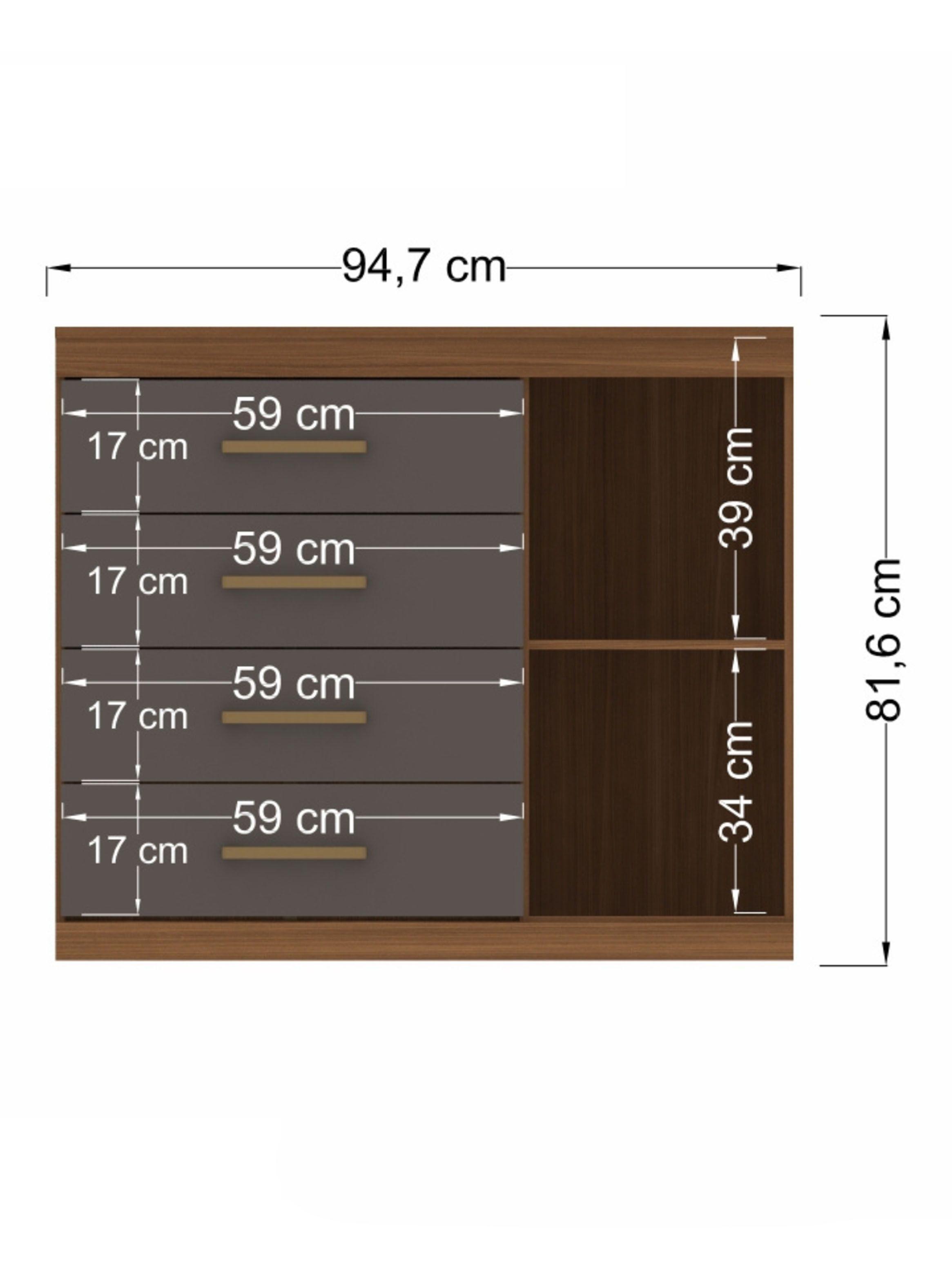 Cómoda Plus 1 Puerta 4 Cajones Jatoba Grafito-1