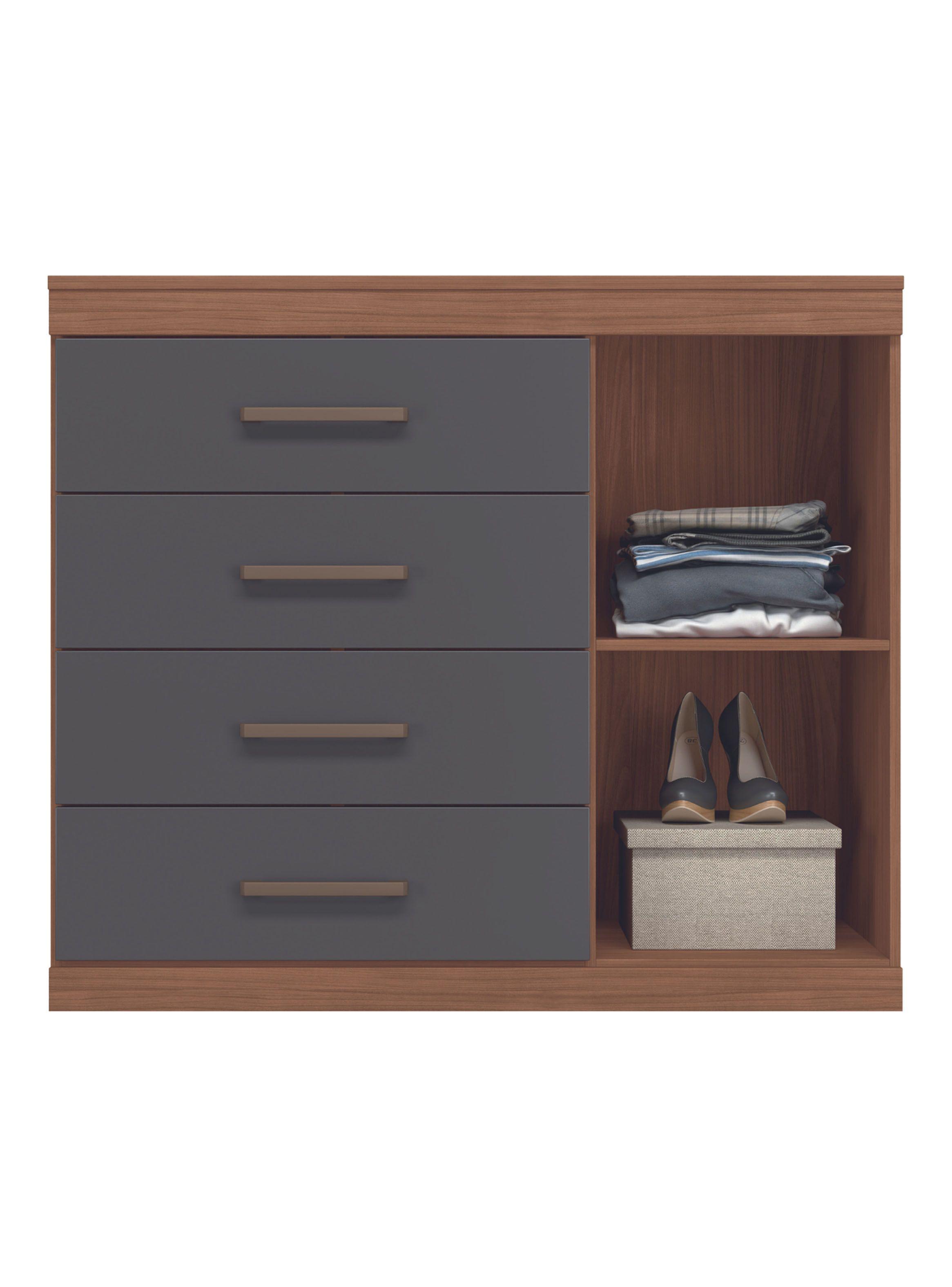 Cómoda Plus 1 Puerta 4 Cajones Jatoba Grafito-2