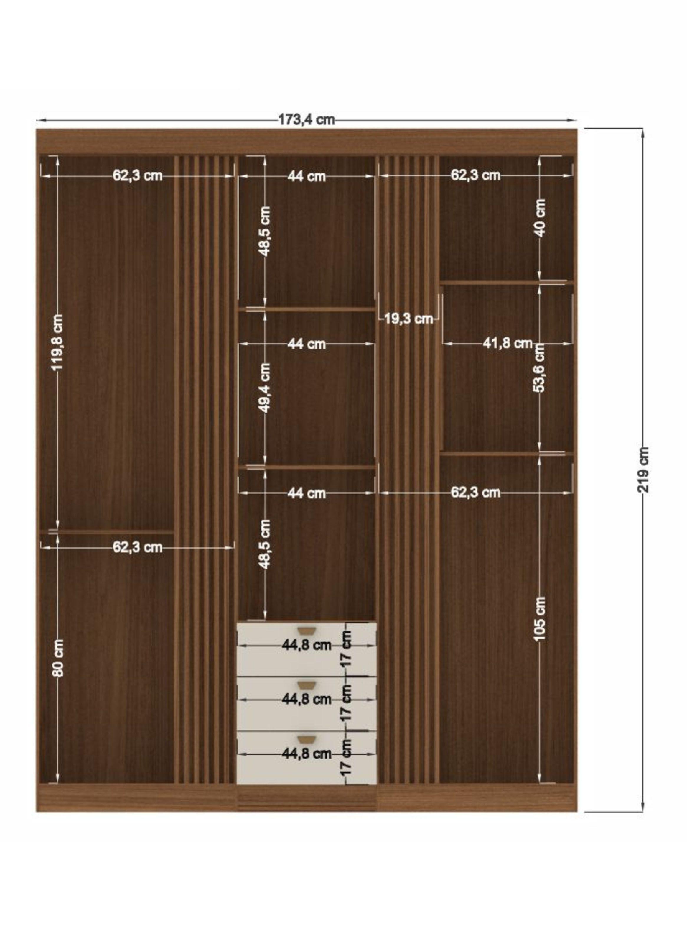 Clóset Aurora 3 Puertas 3 Cajones Jatoba Arena-1