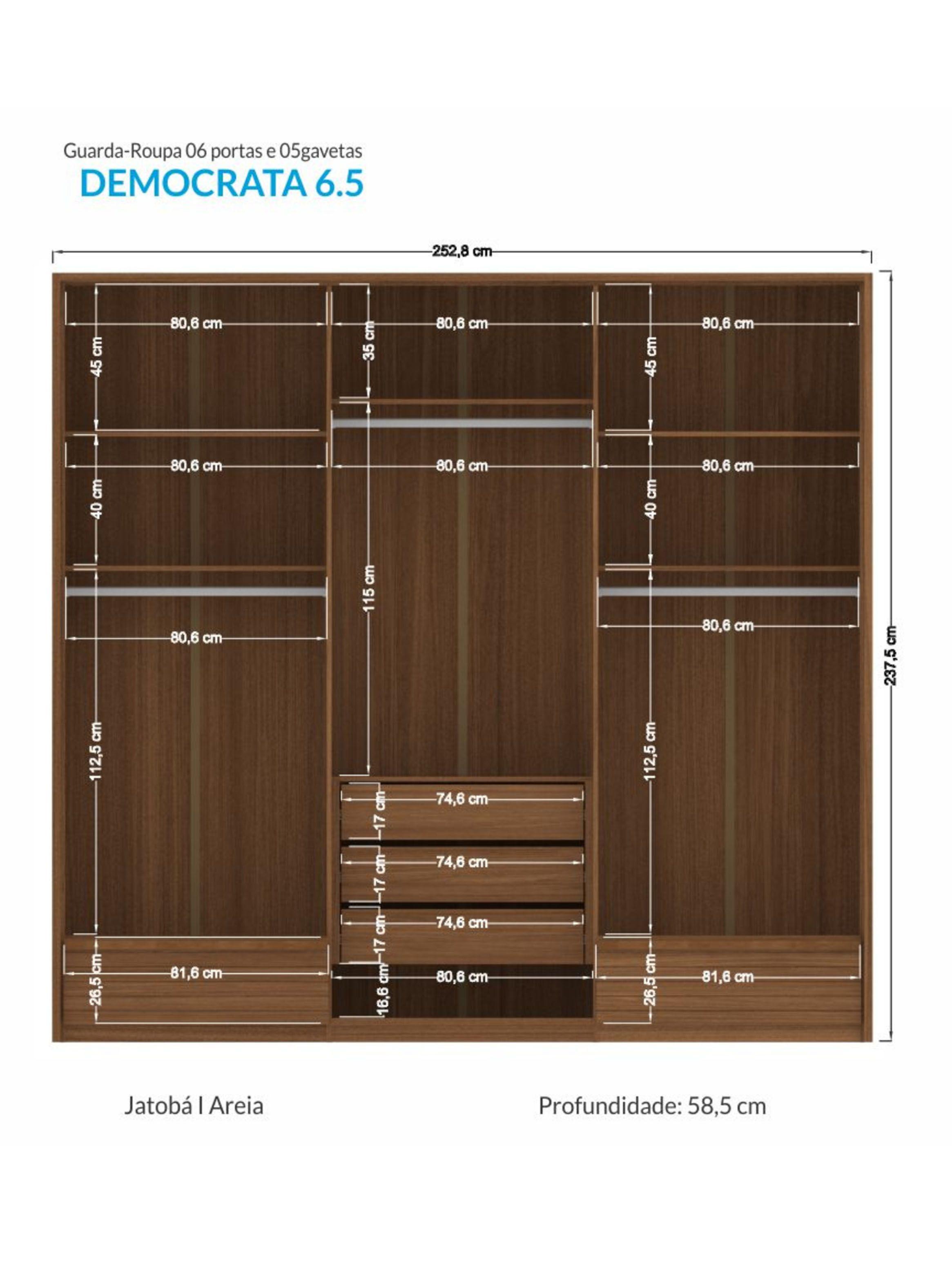 Clóset Democrata 6 Puertas 5 Cajones Jatoba Arena-1