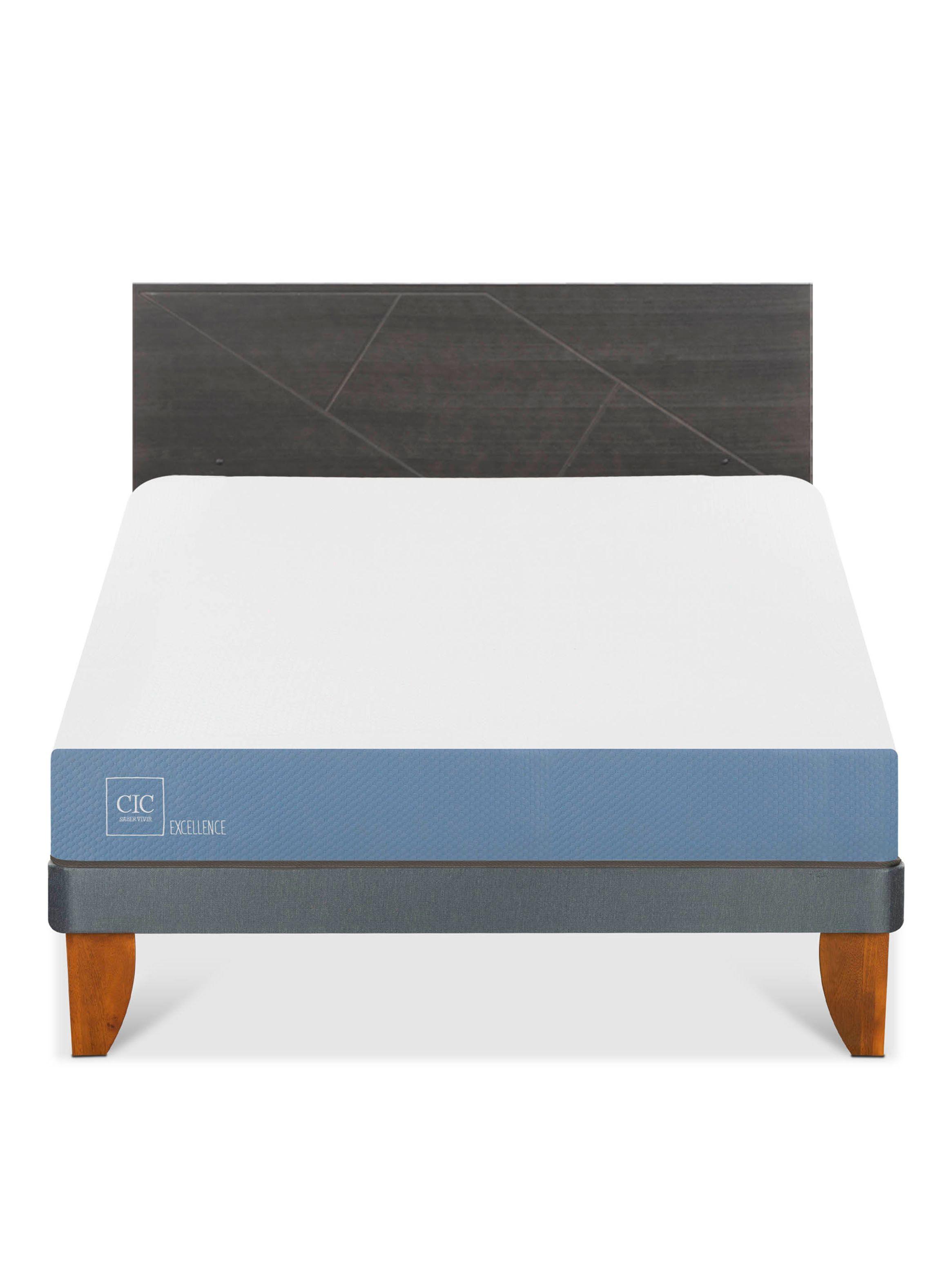 Cama Europea Excellence 2 Plazas + Respaldo Villarrica Gris-2