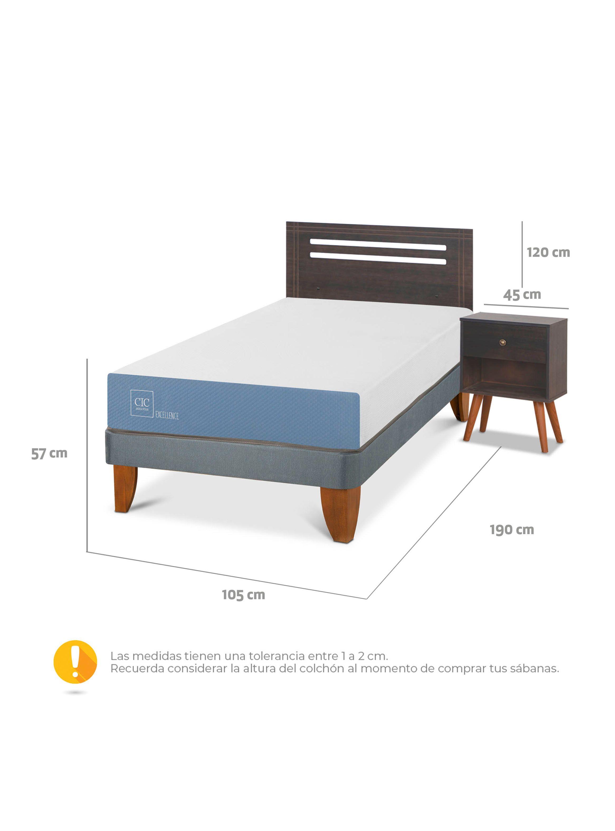 Cama Europea Excellence 1.5 Plazas Set Muebles Munich Gris-1