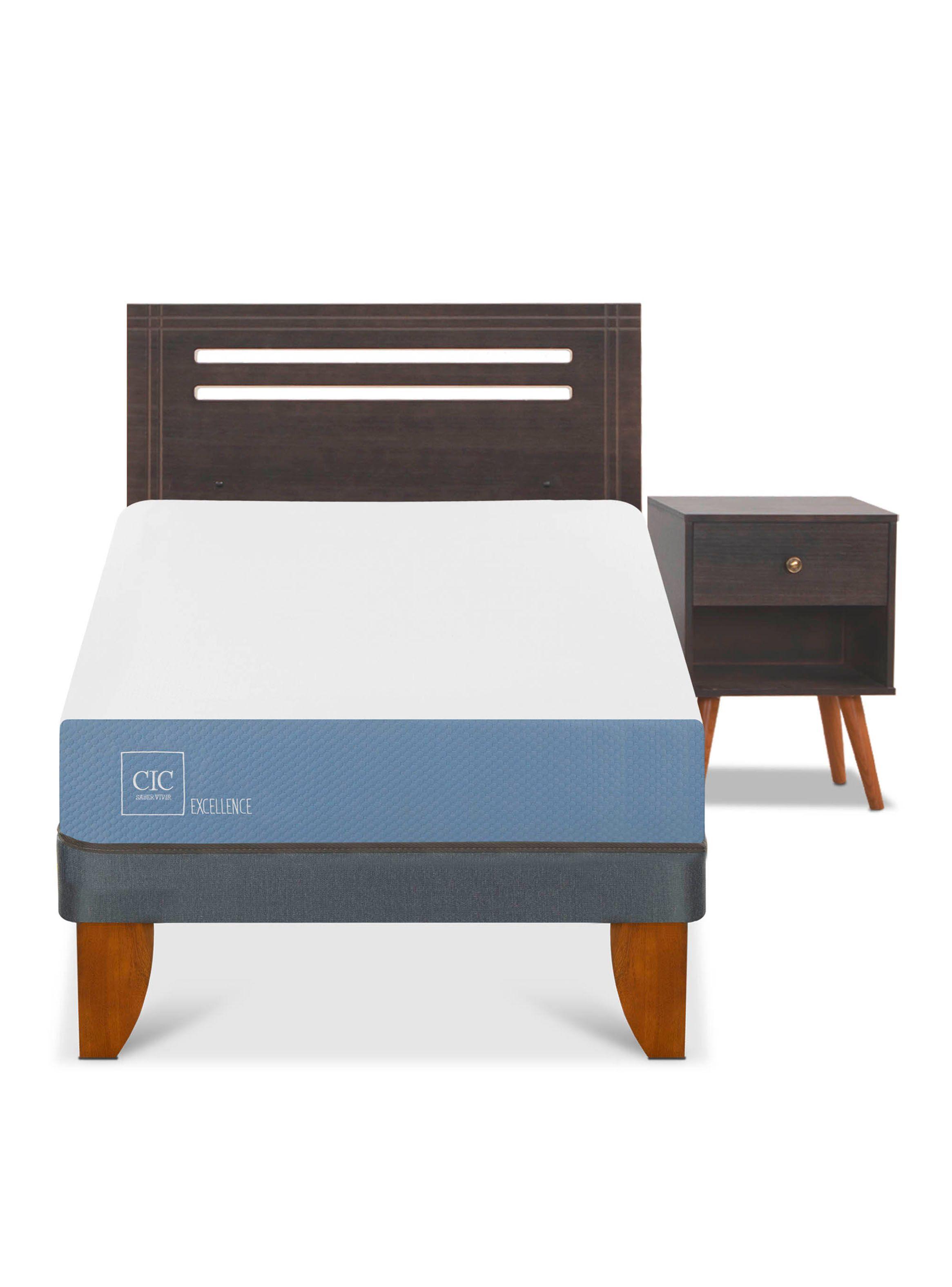 Cama Europea Excellence 1.5 Plazas Set Muebles Munich Gris-2
