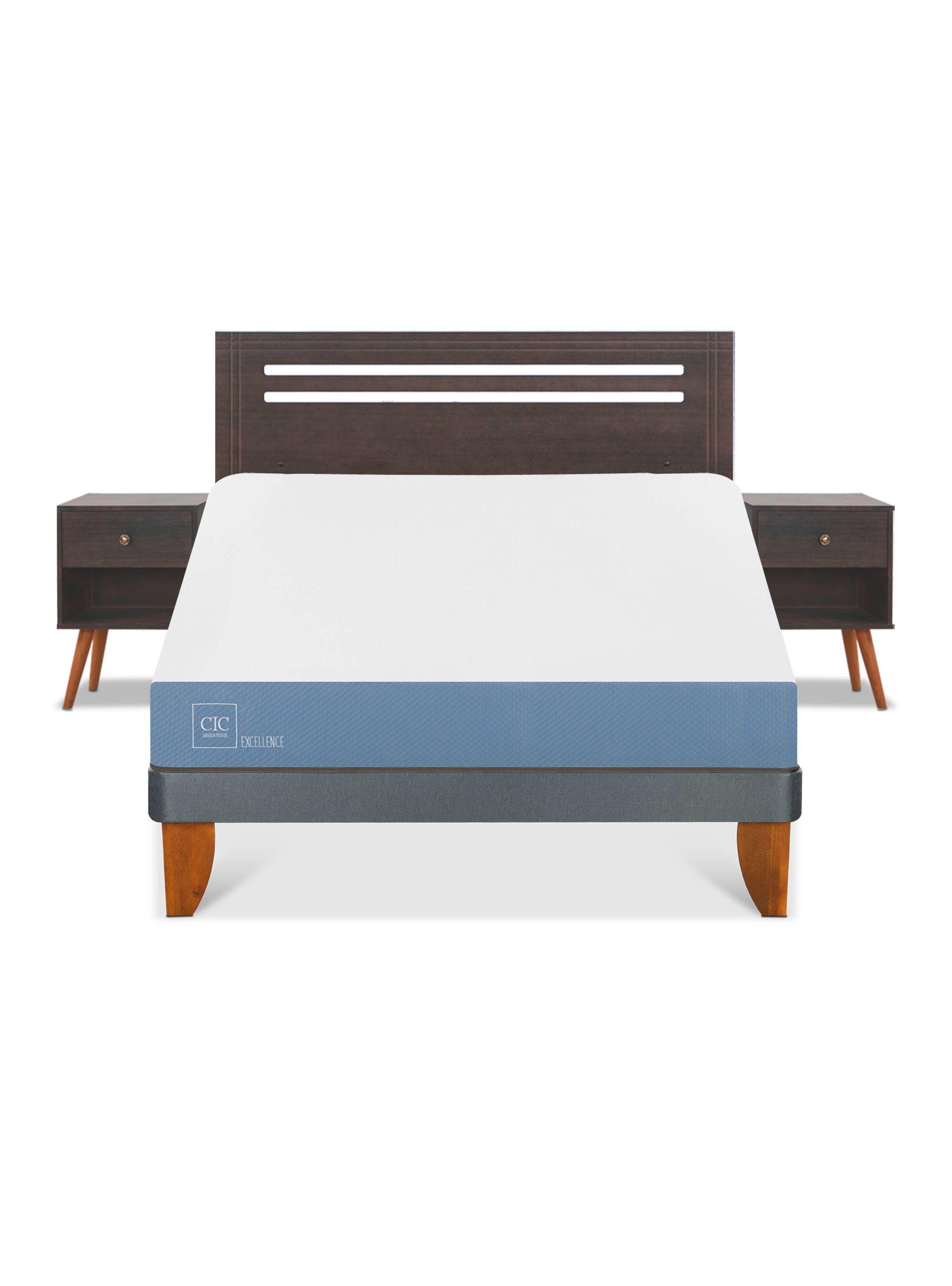 Cama Europea Excellence 2 Plaza + Set de Muebles Munich Gris-2