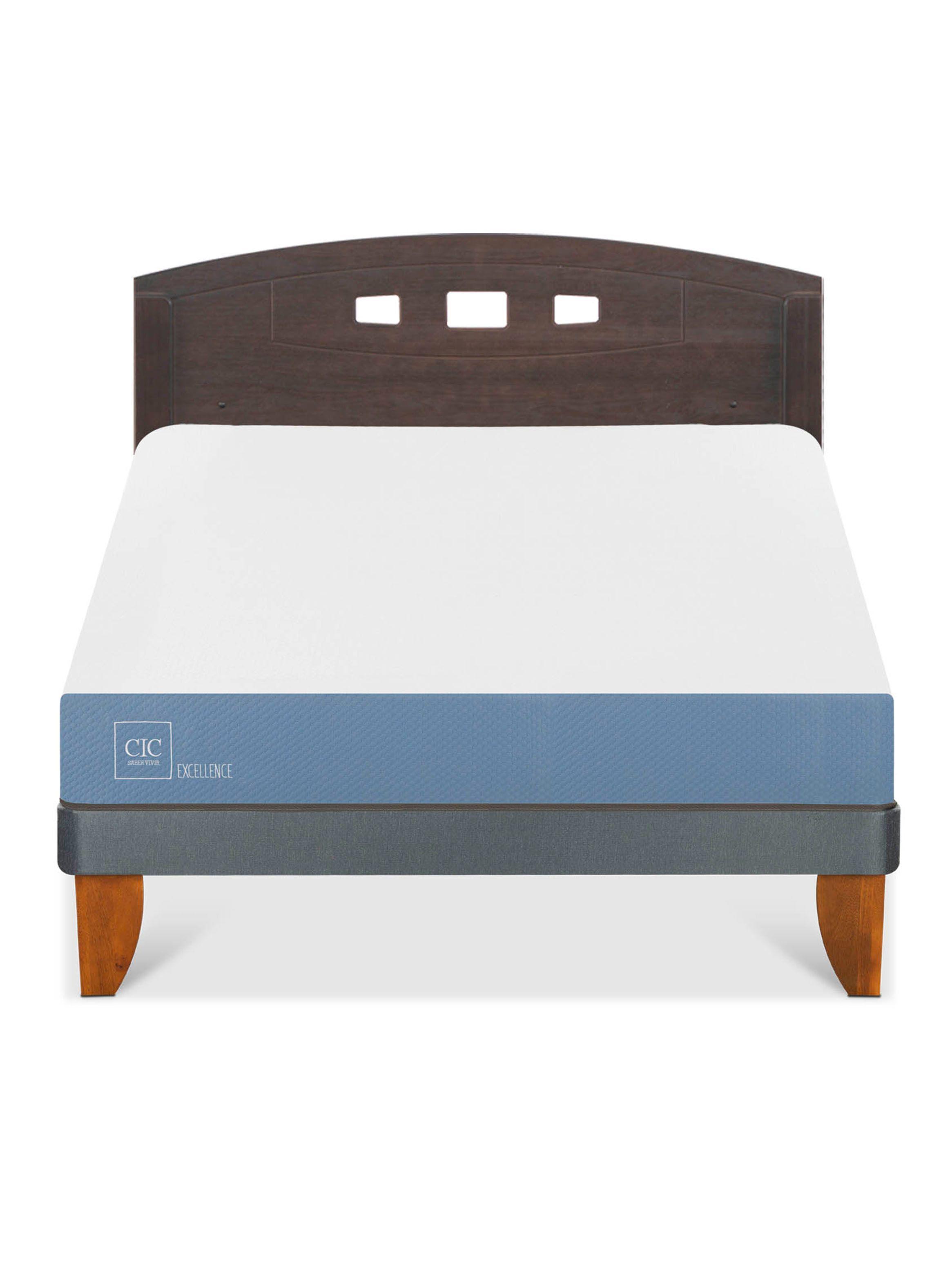 Cama Europea Excellence 2 Plazas + Respaldo Gales Gris-2