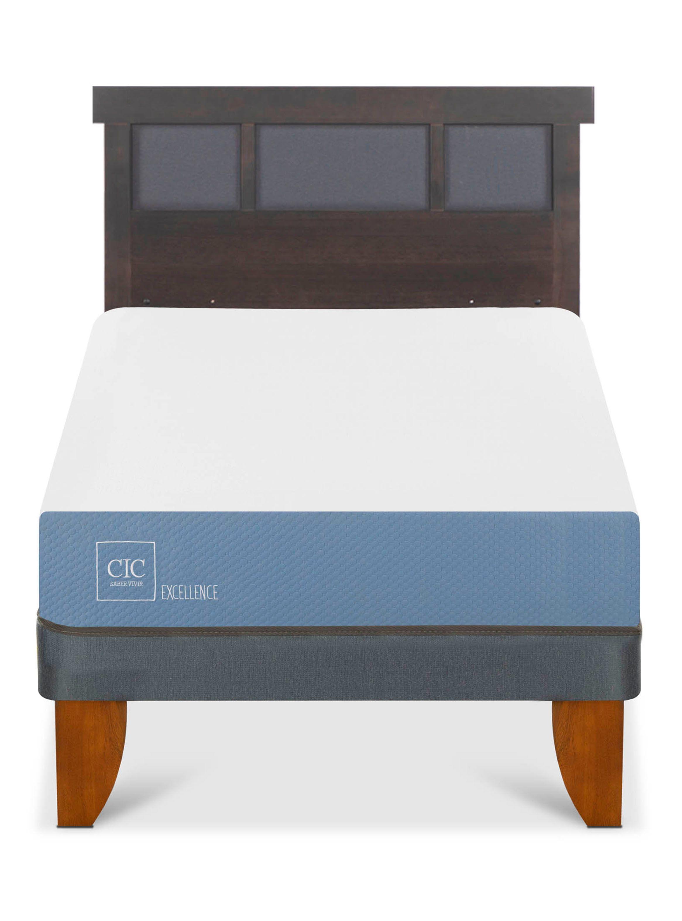 Cama Europea Excellence 1.5 Plazas Respaldo Dublin Gris-2