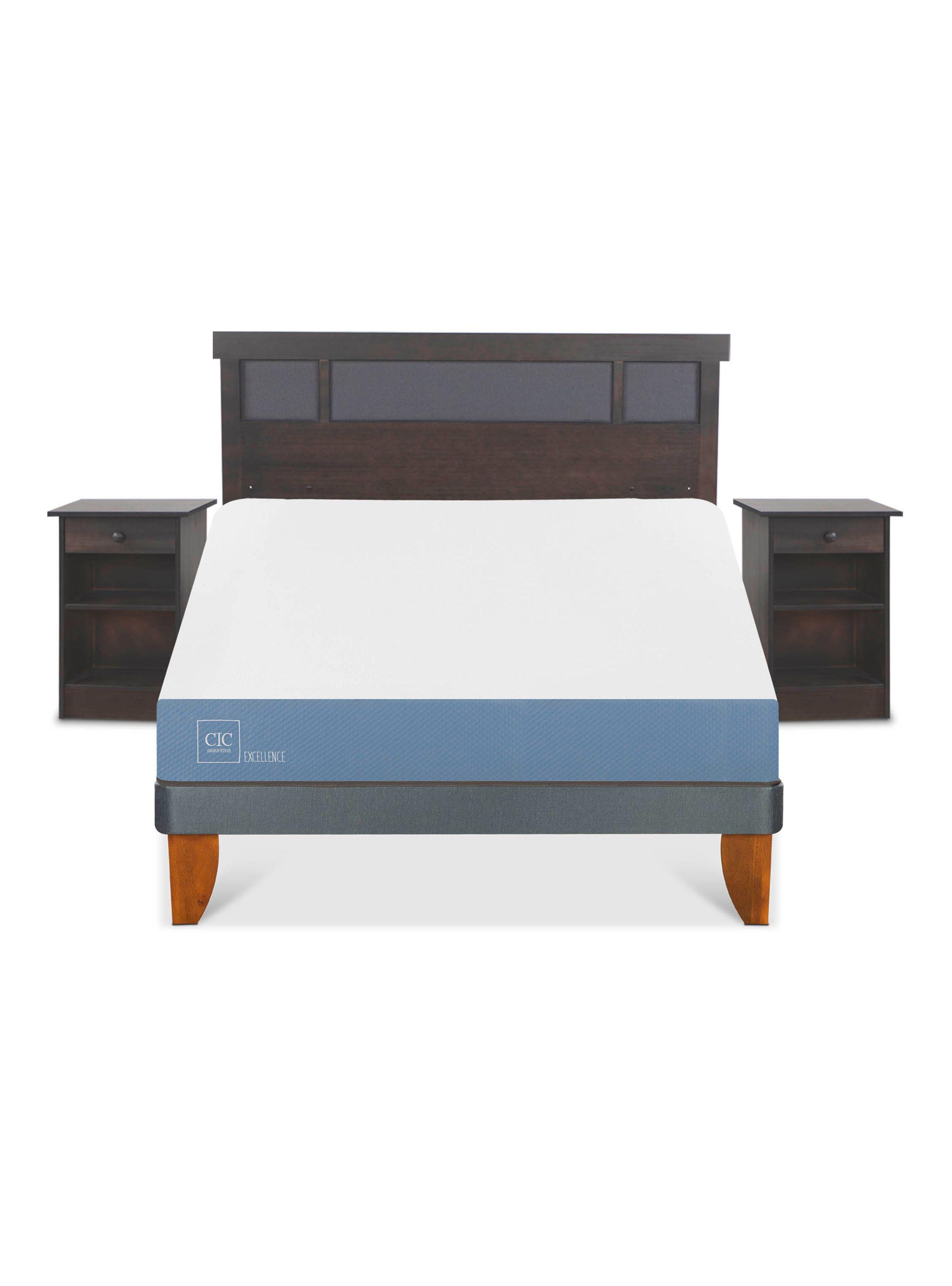 Cama Europea Excellence 2 Plazas + Set Dublin Gris-2
