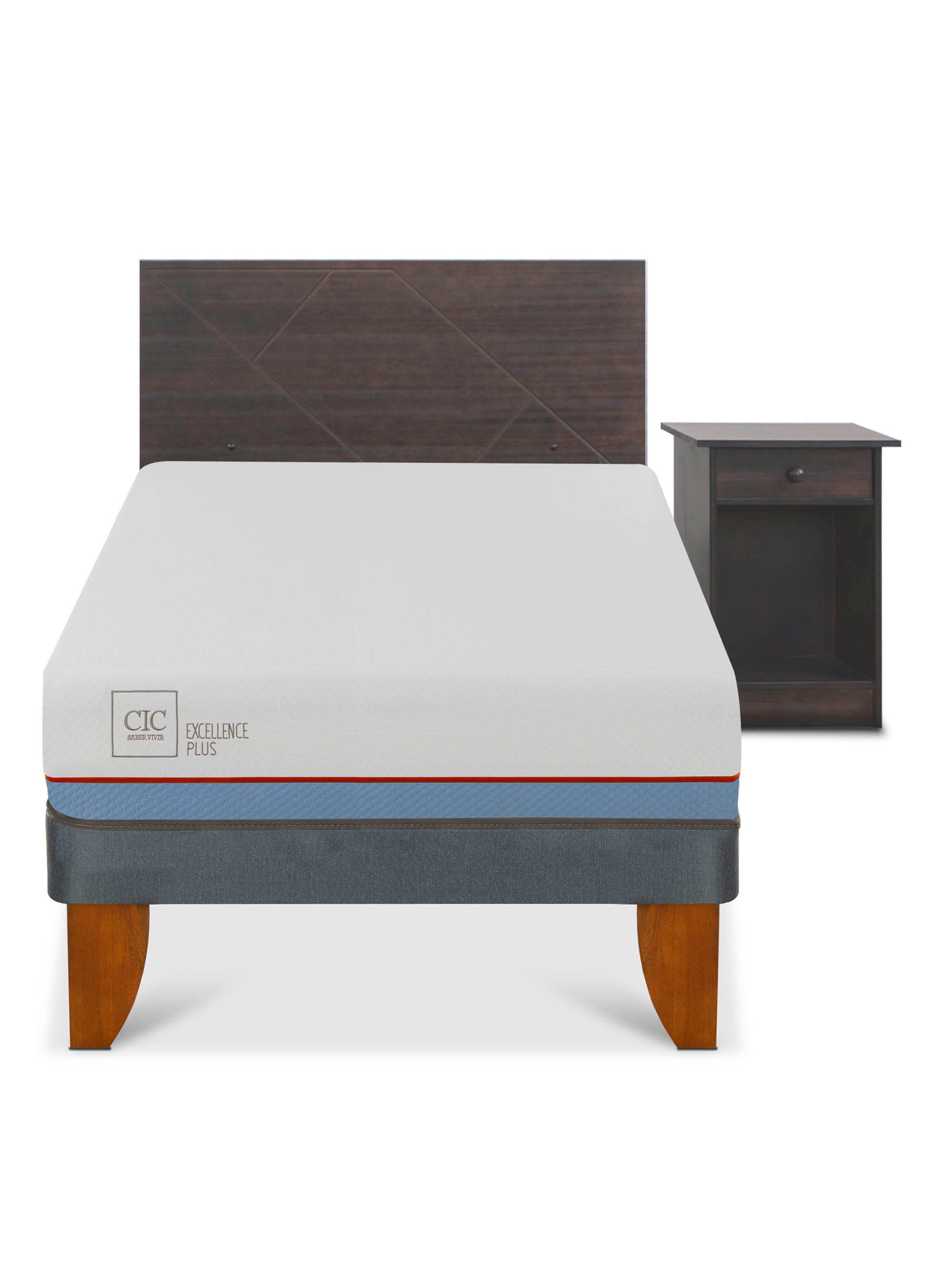 Cama Europea Excellence Plus 1.5 Plazas Set Villarrica Gris-2