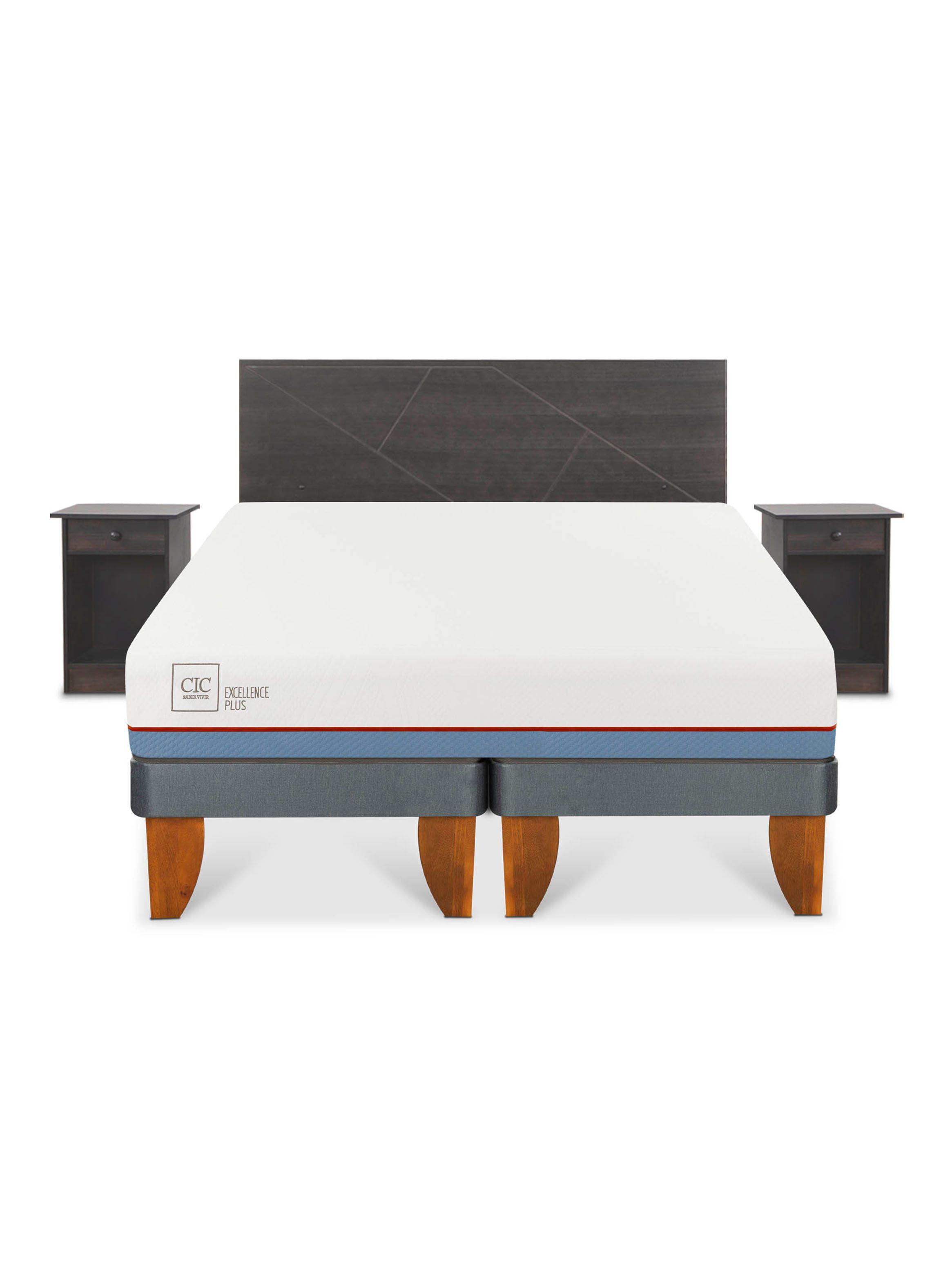 Cama Europea Excellence Plus 2 Plazas Base Dividida Set Villarrica Gris-2