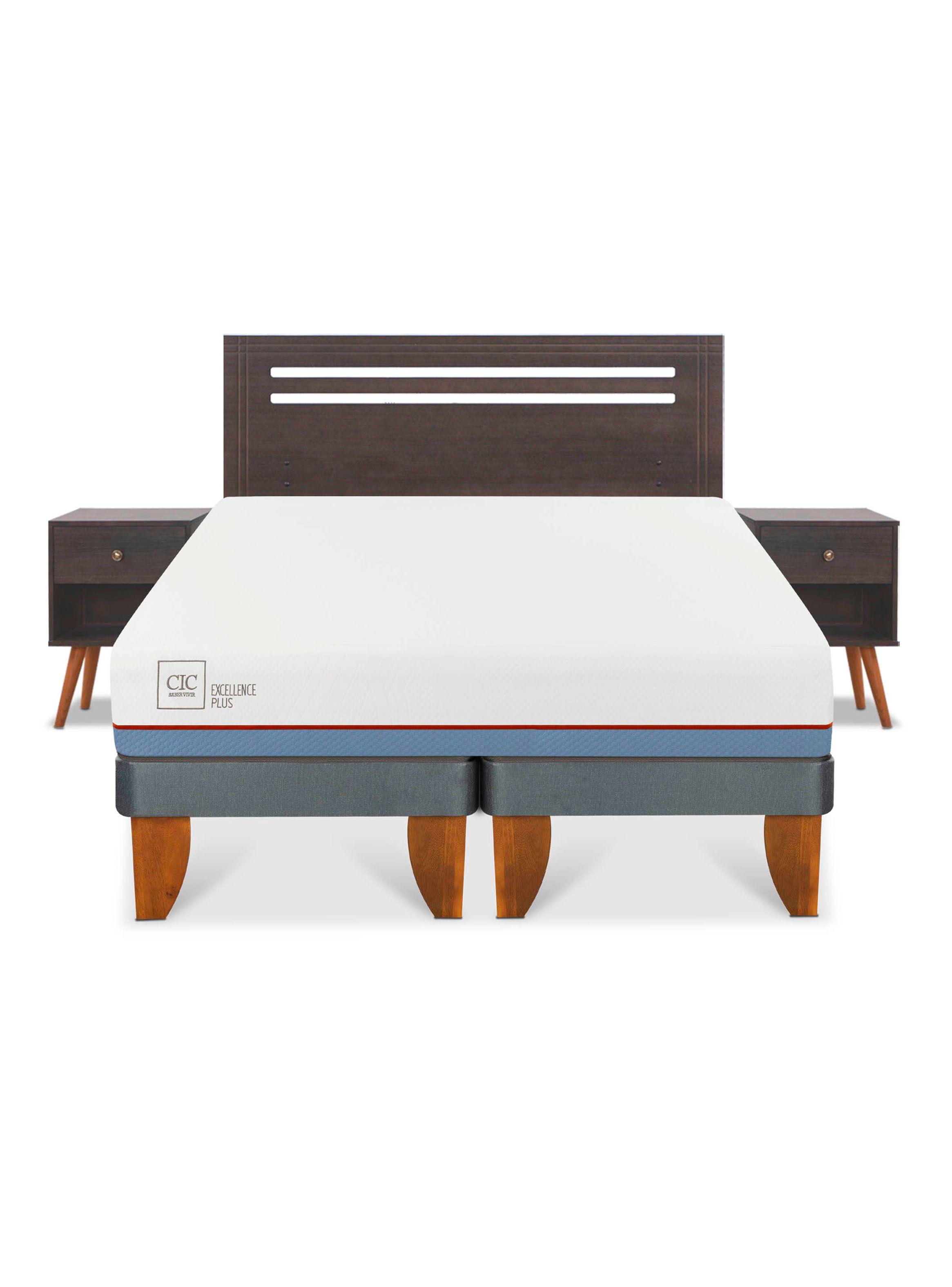 Cama Europea Excellence Plus 2 Plazas Base Dividida Munich Gris-2