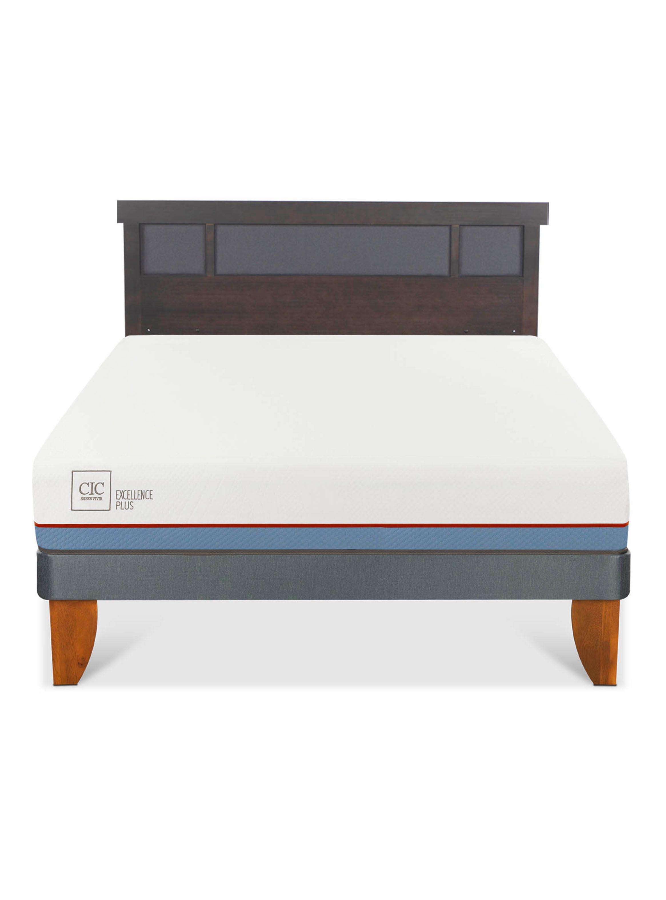 Cama Europea Excellence Plus 2 Plazas + Respaldo Dublin Gris-2