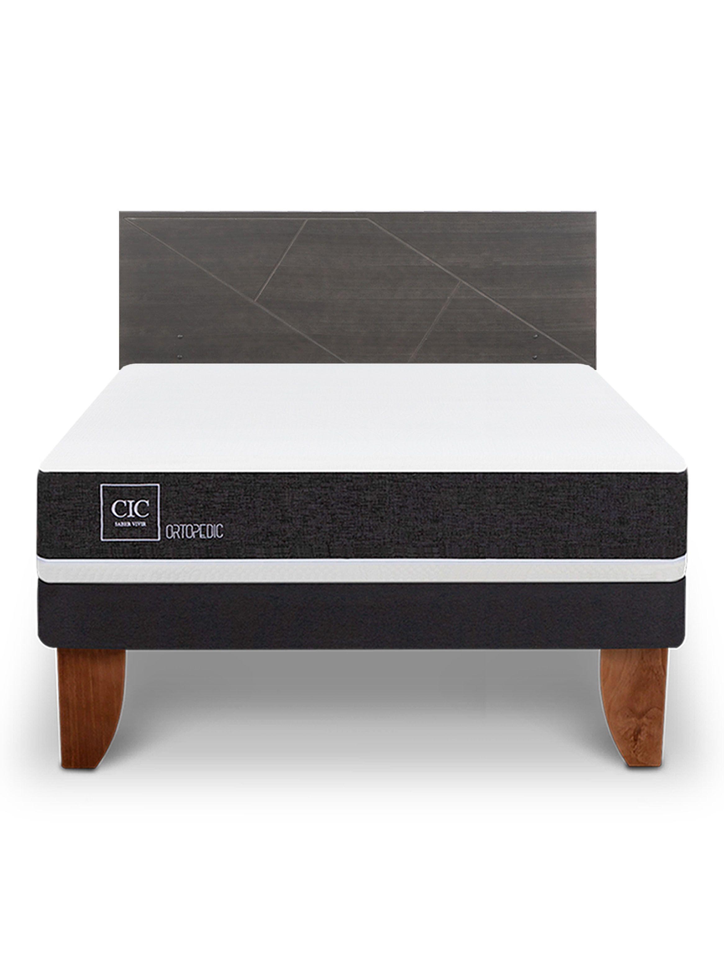Cama Europea Ortopedic 2 Plazas Respaldo Villarrica Gris-2