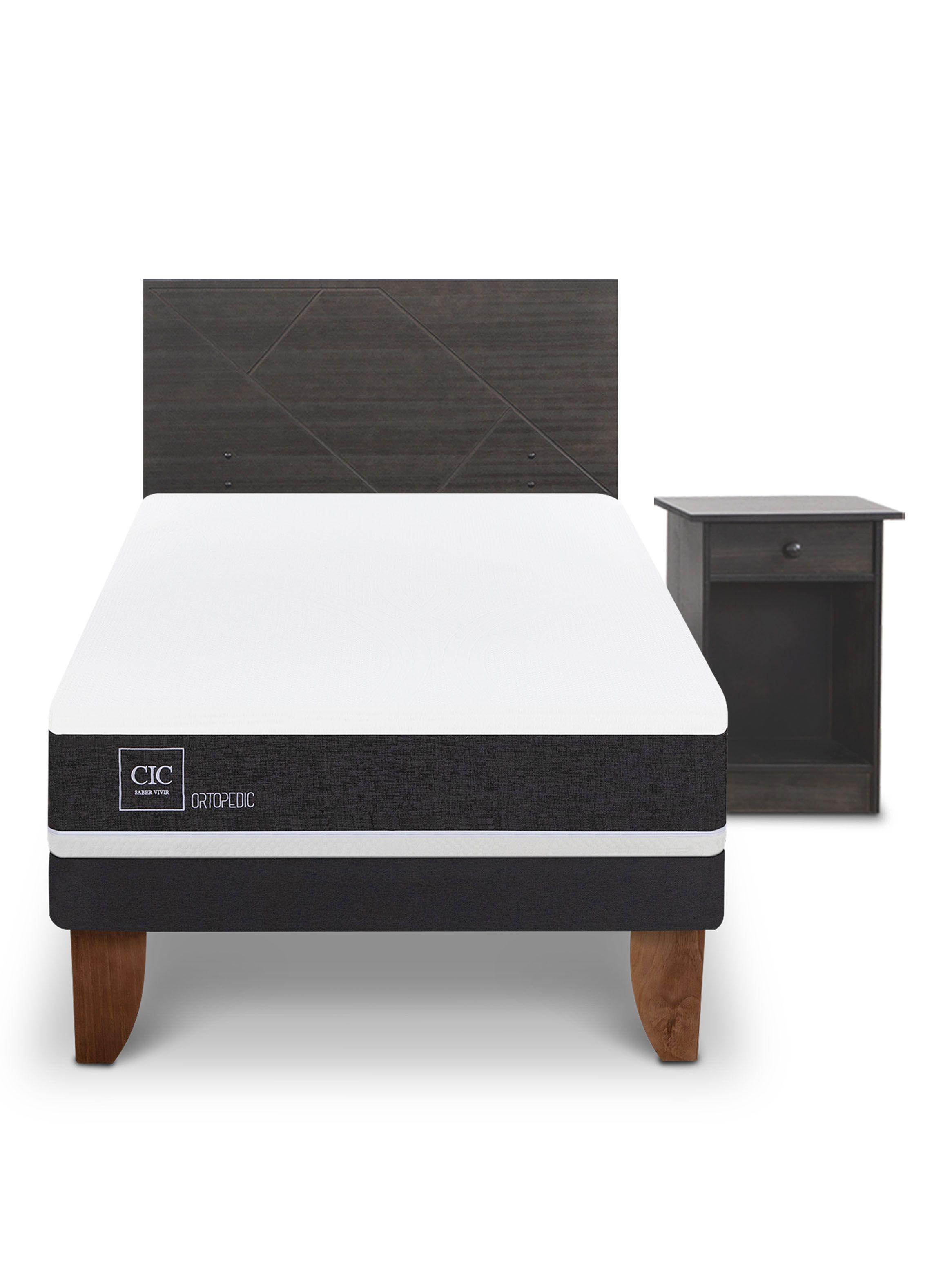 Cama Europea Ortopedic 1.5 Plazas Set Villarrica Gris-2