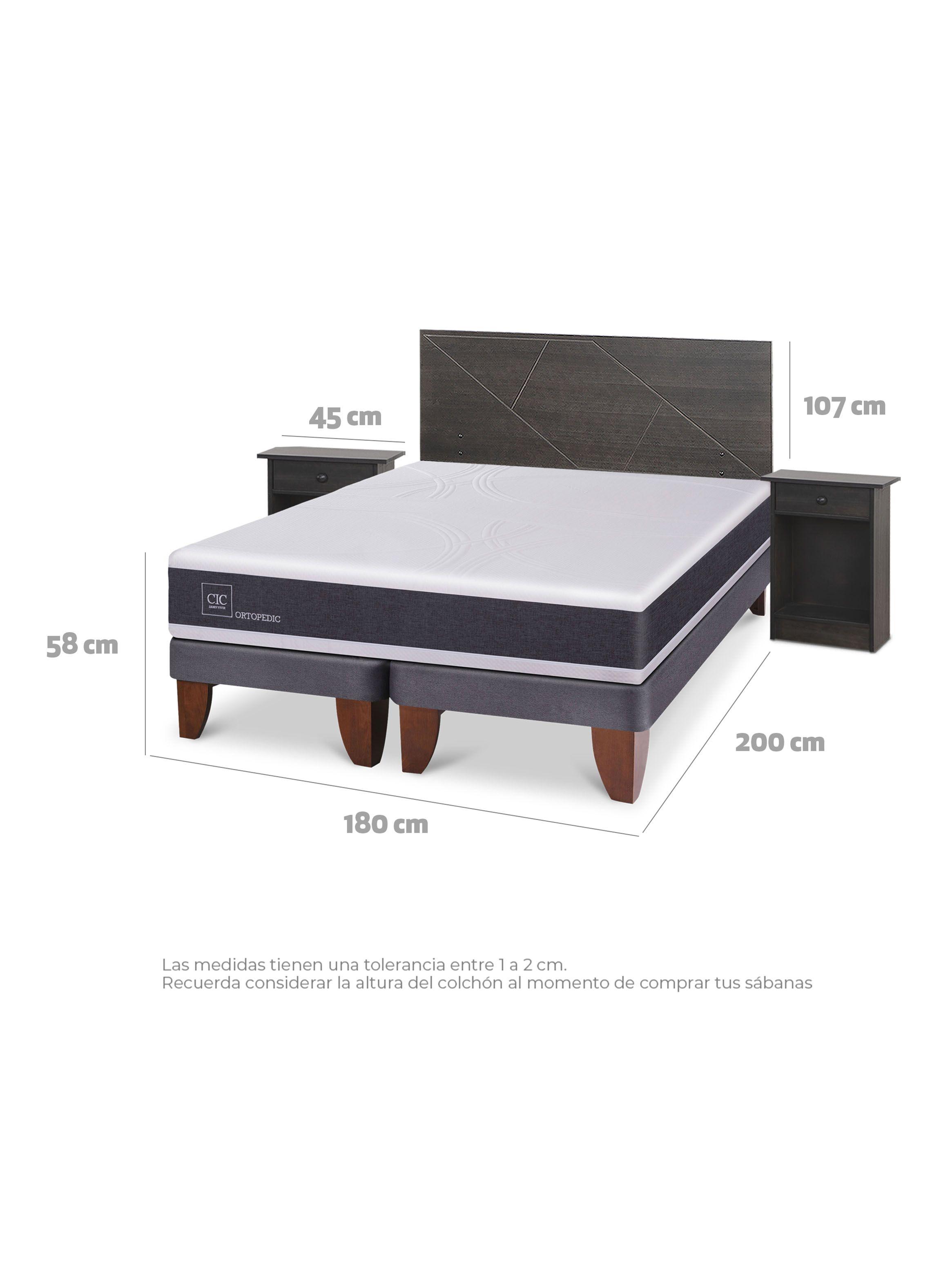 Cama Europea Ortopedic King + Set Villarrica Gris-2