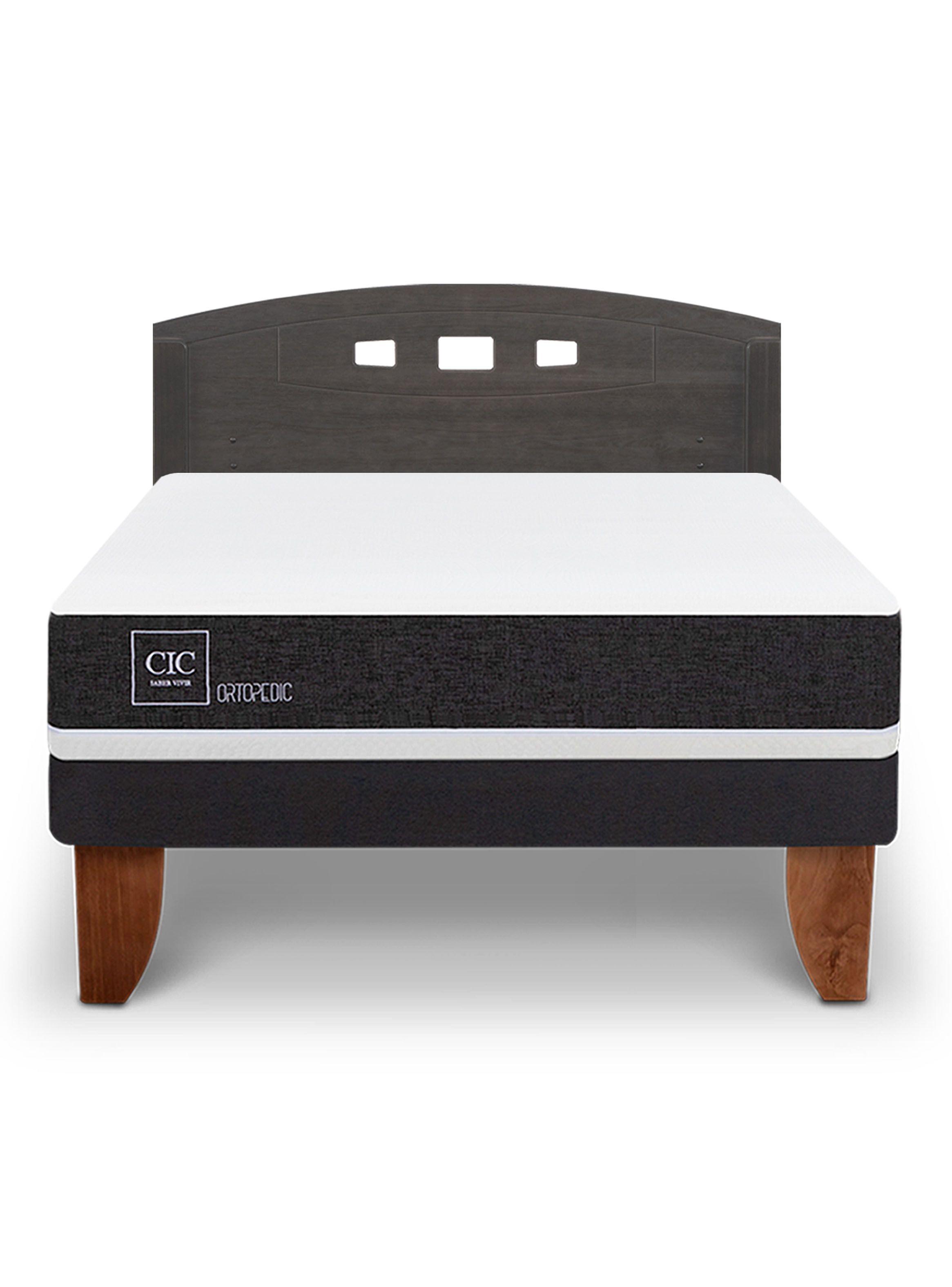 Cama Europea Ortopedic 2 Plazas Respaldo Gales Gris-2