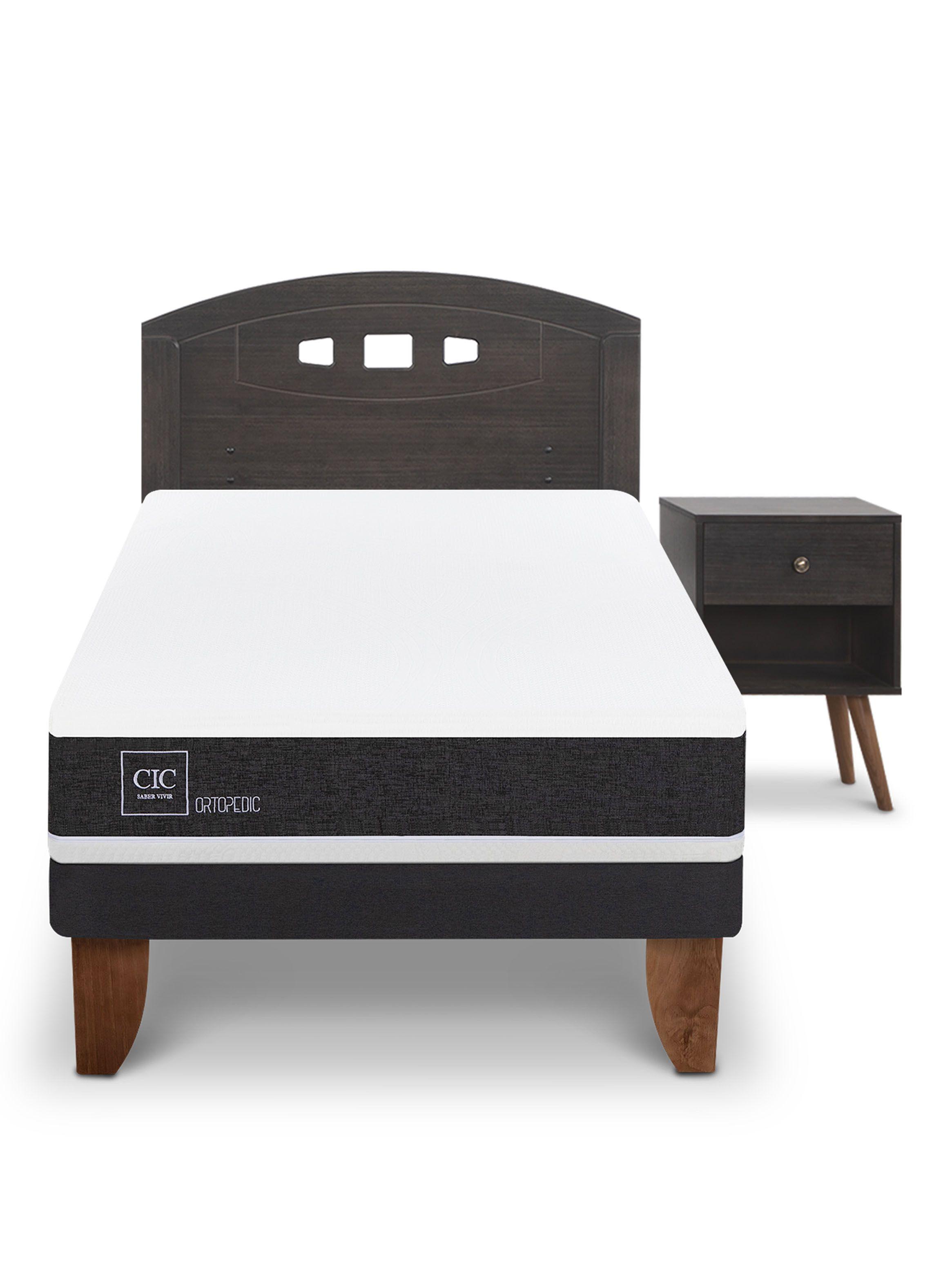 Cama Europea Ortopedic 1.5 Plazas Set Gales Gris-2