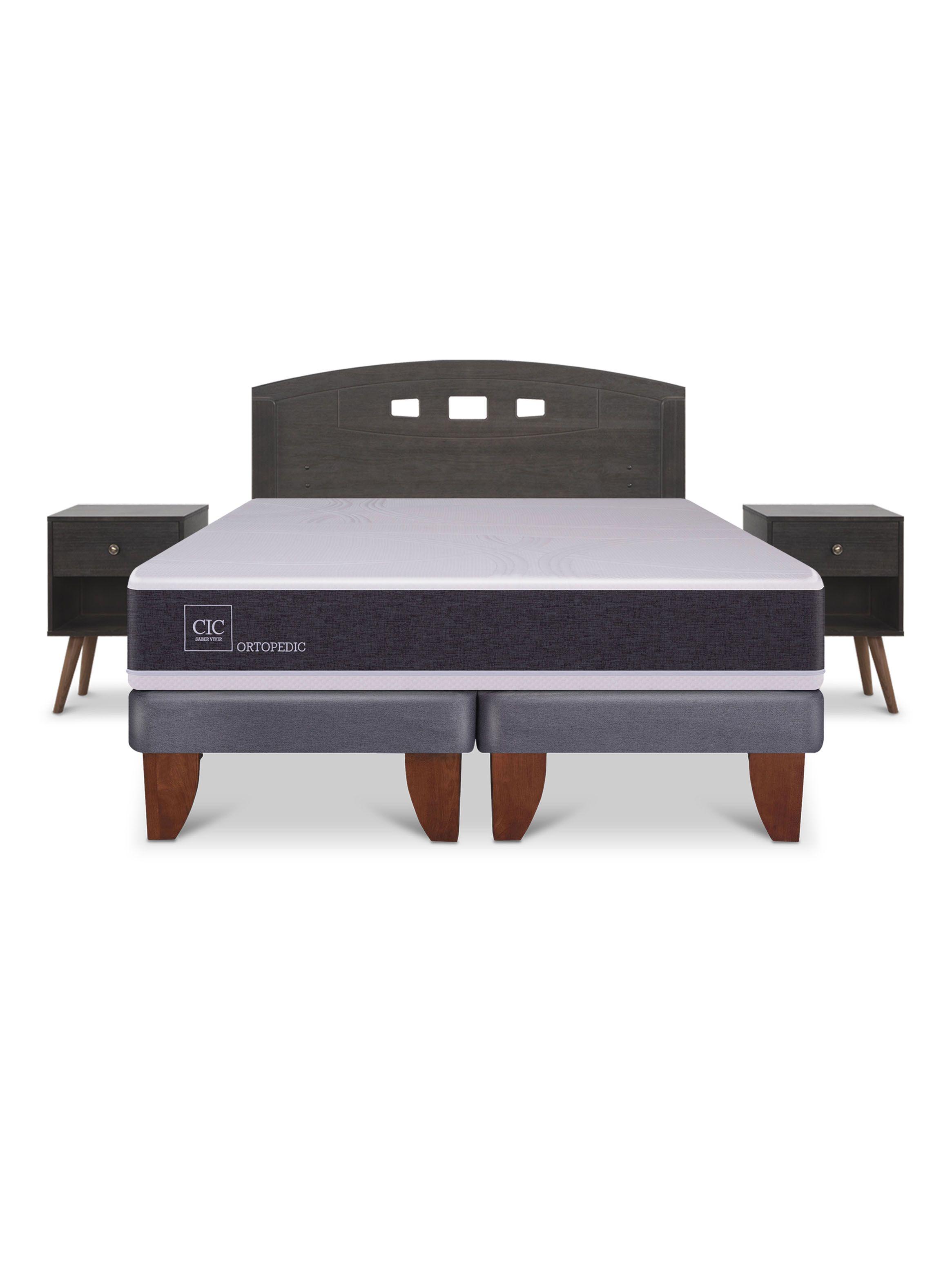 Cama Europea Ortopedic 2 Plazas Base Dividida Set Gales Gris-2