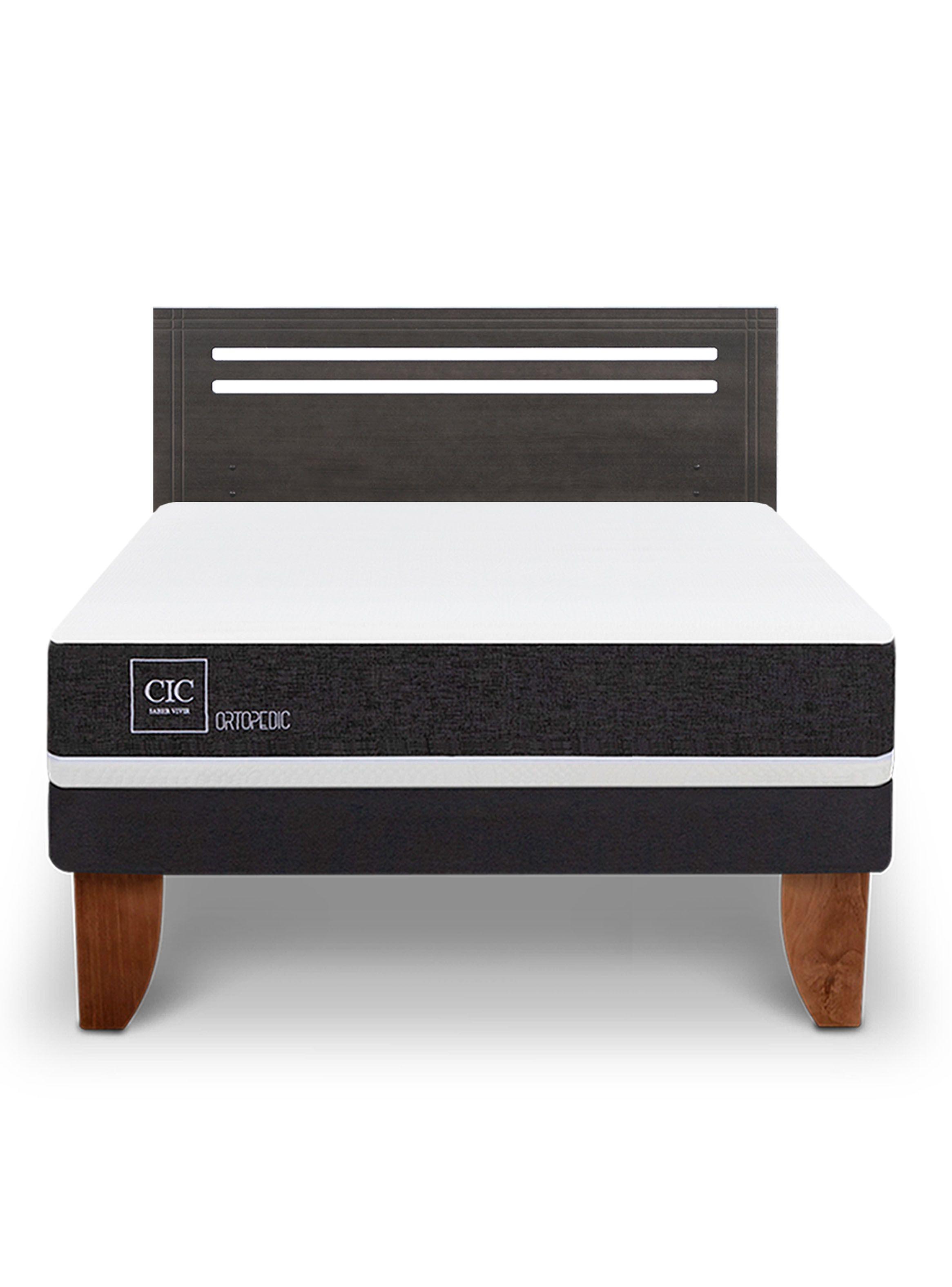 Cama Europea Ortopedic 2 Plazas Respaldo Munich Gris-2