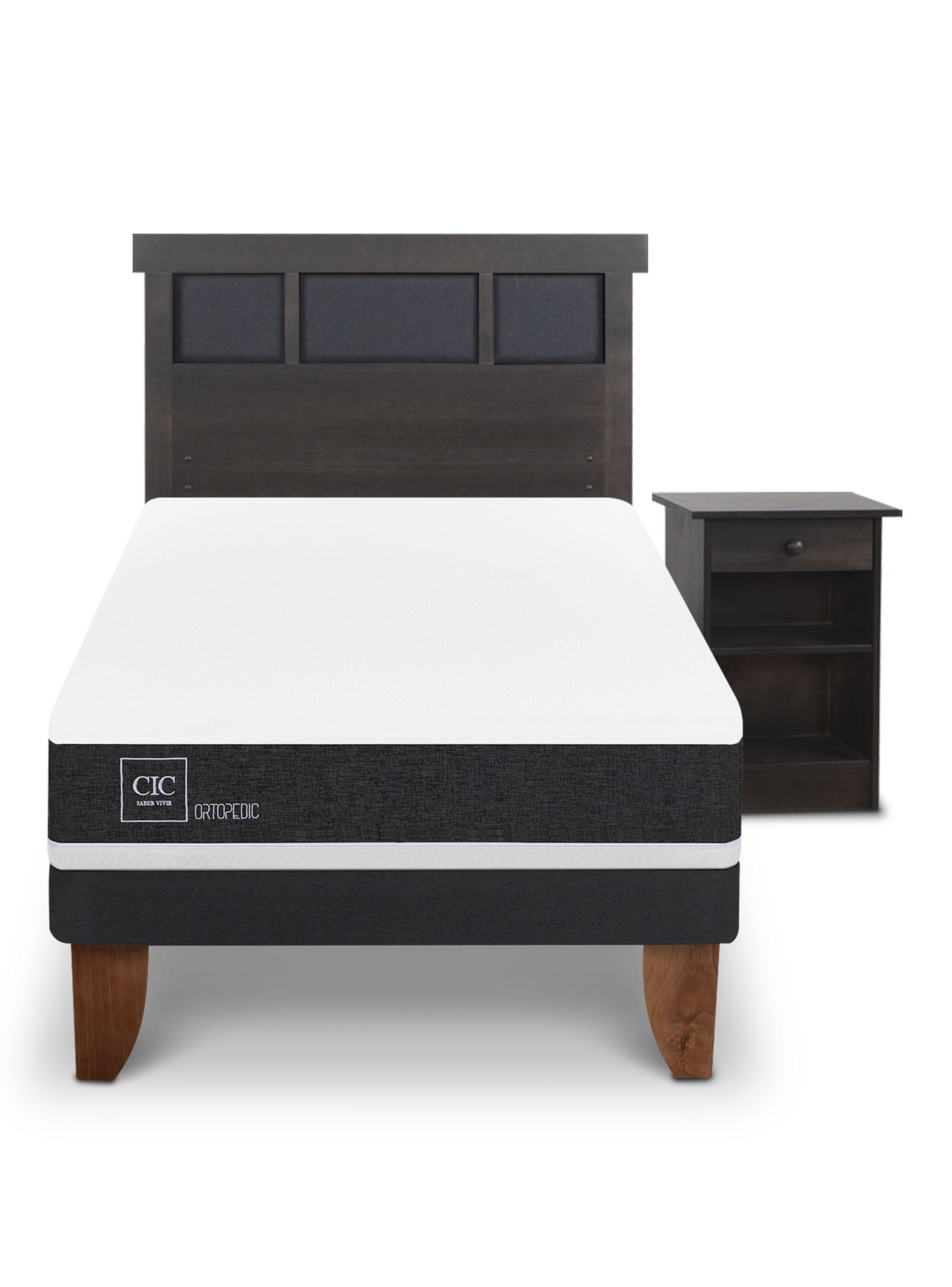 Cama Europea Ortopedic 1.5 Plazas Set Dublin Gris-2