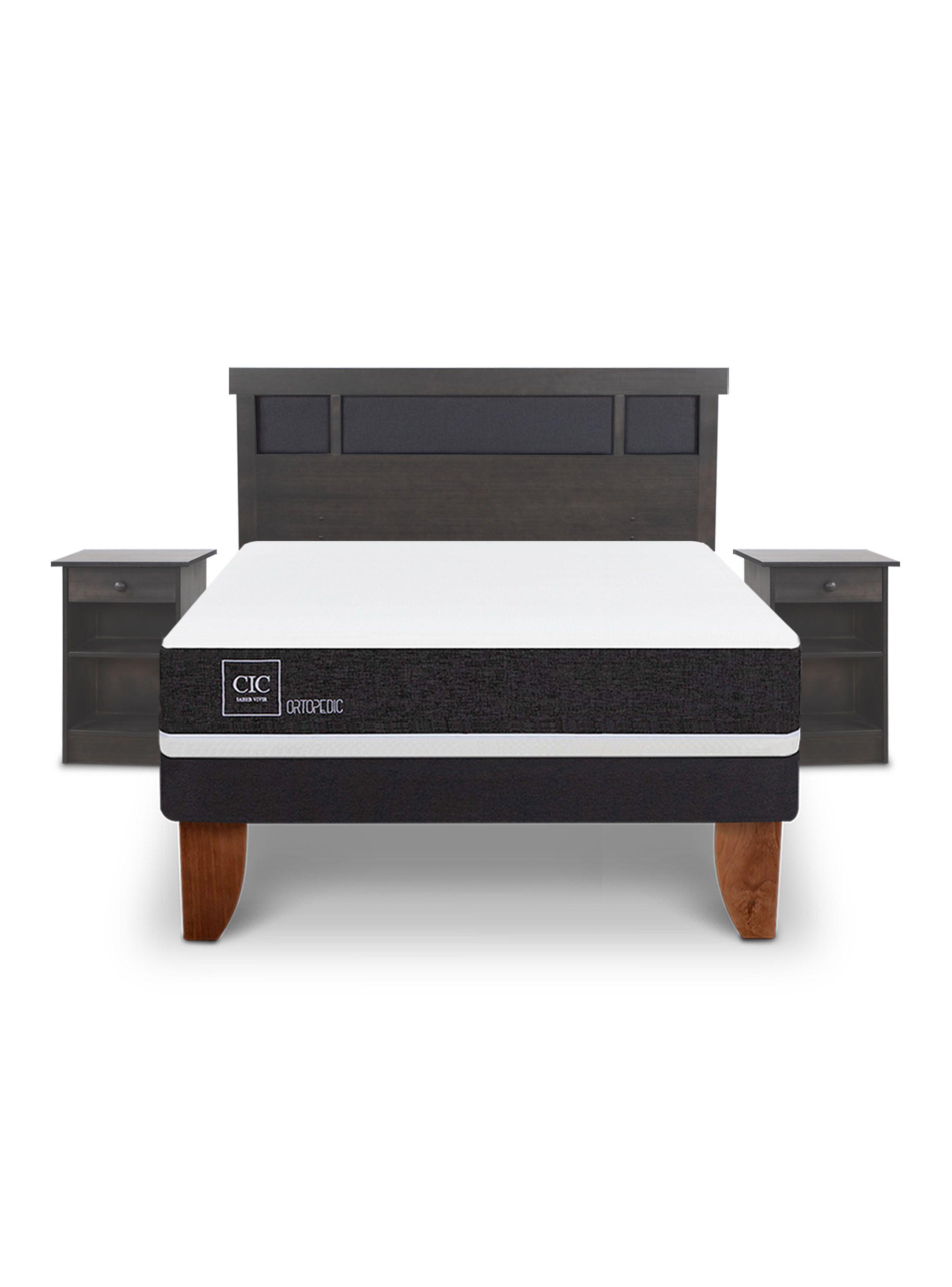 Cama Europea Ortopedic 2 Plazas Set Dublin Gris-2