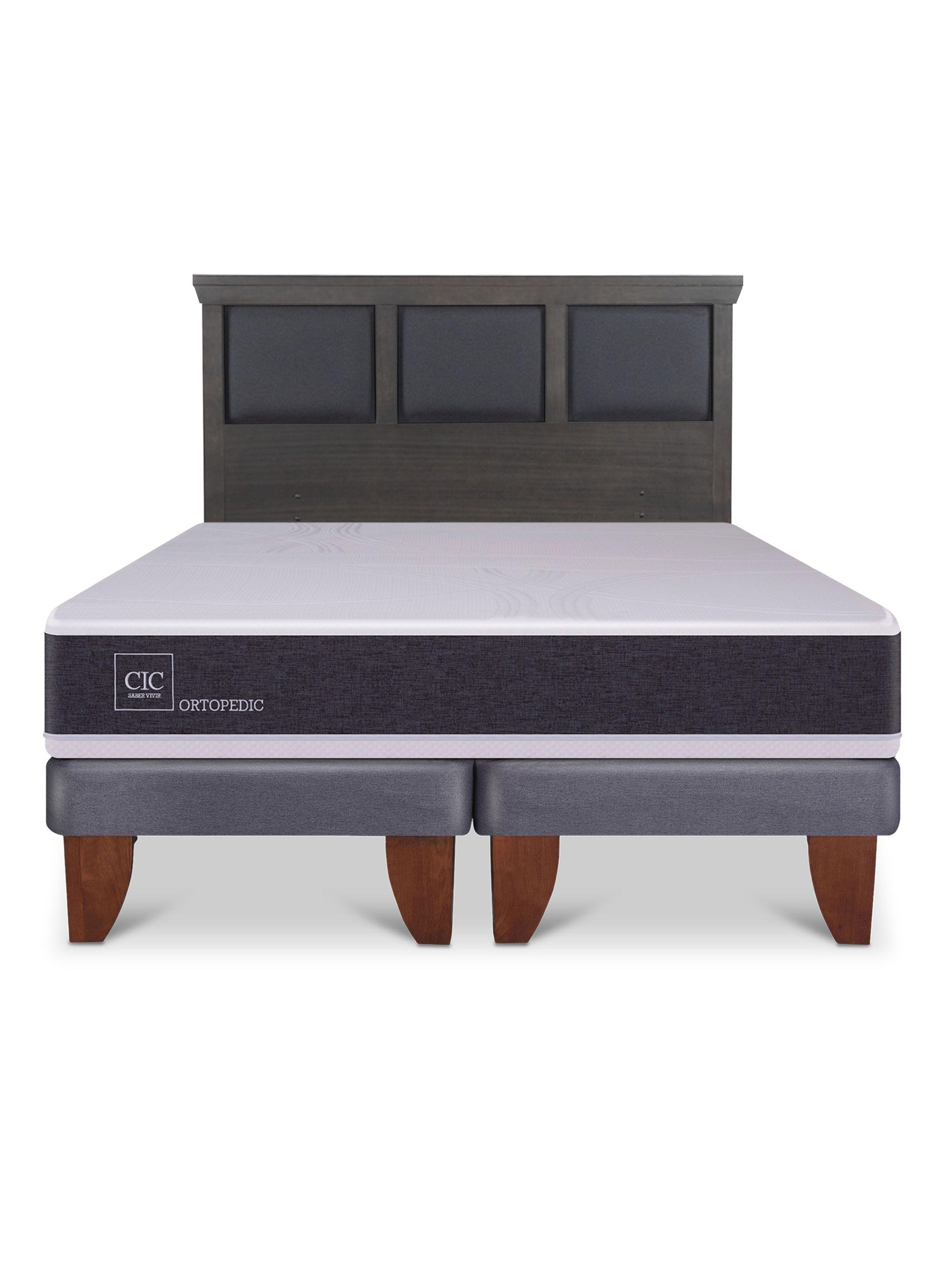Cama Europea Ortopedic King Respaldo Torino Gris-2