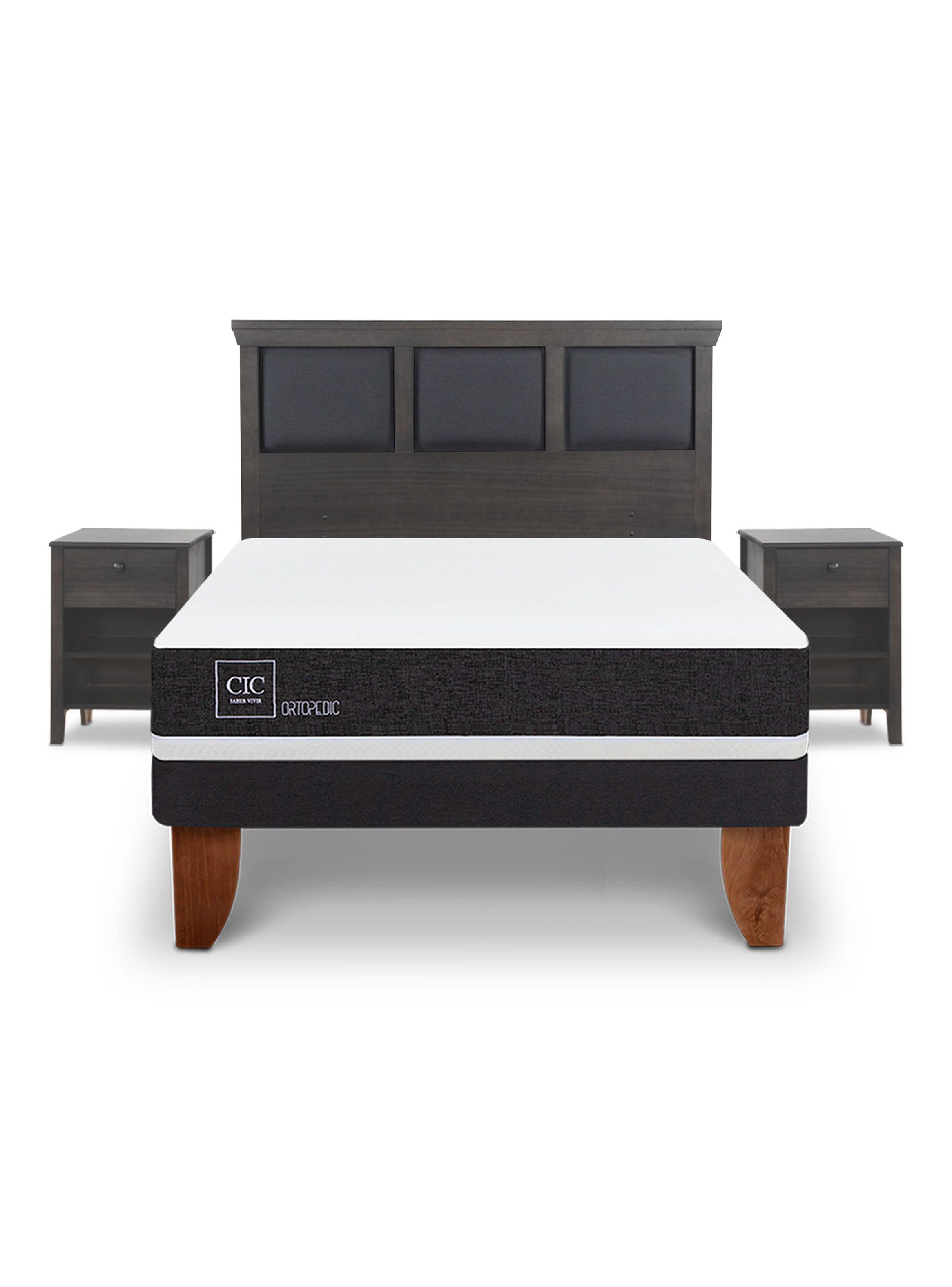 Cama Europea Ortopedic 2 Plazas Set Torino Gris-2