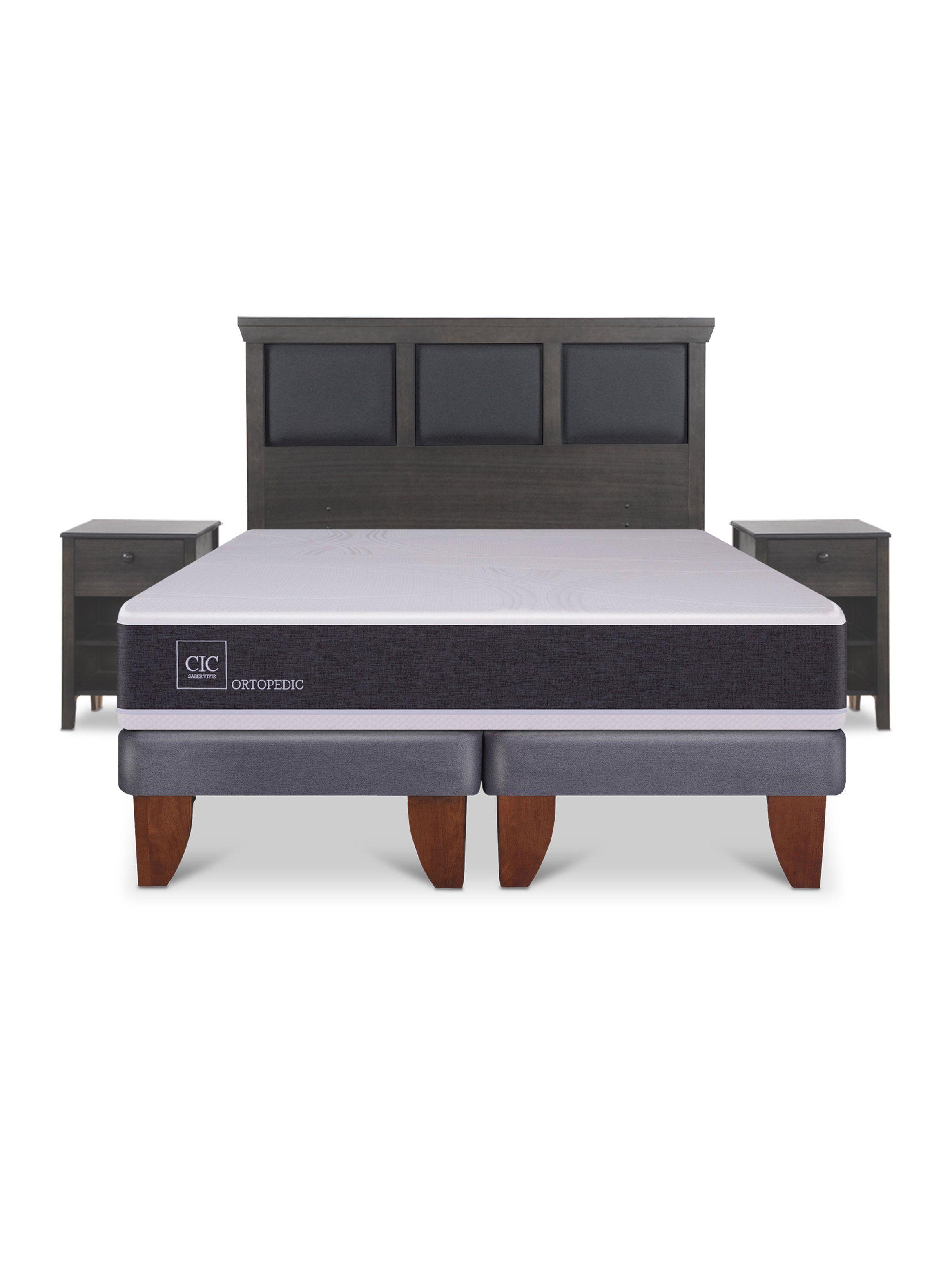 Cama Europea Ortopedic King + Set Torino Gris-2