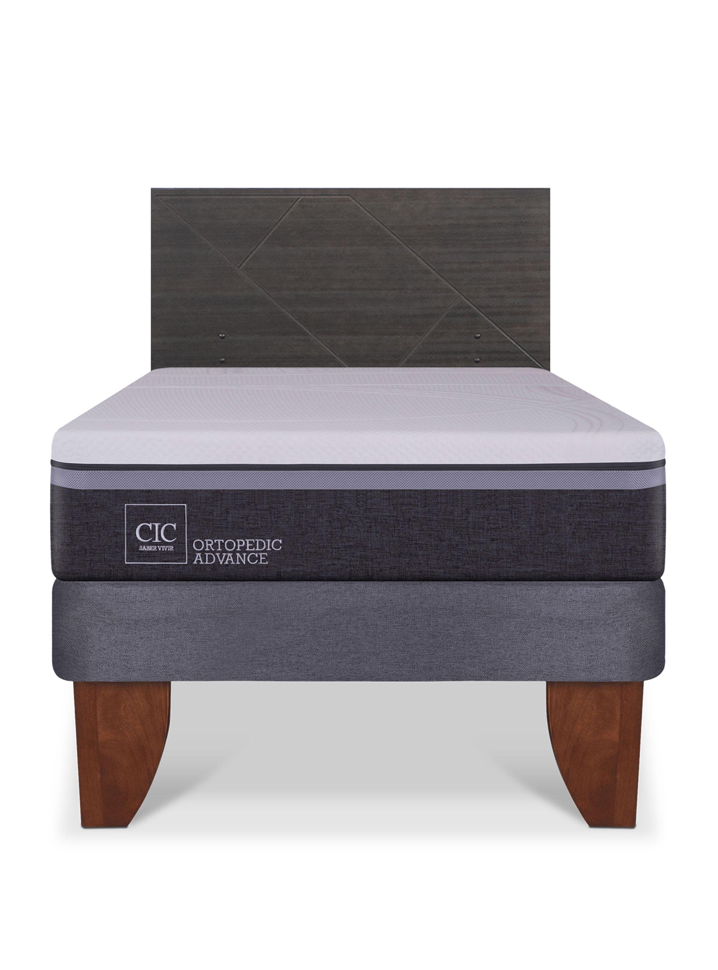 Cama Europea Ortopedic Advance 1.5 Plazas Respaldo Villarrica Gris-2