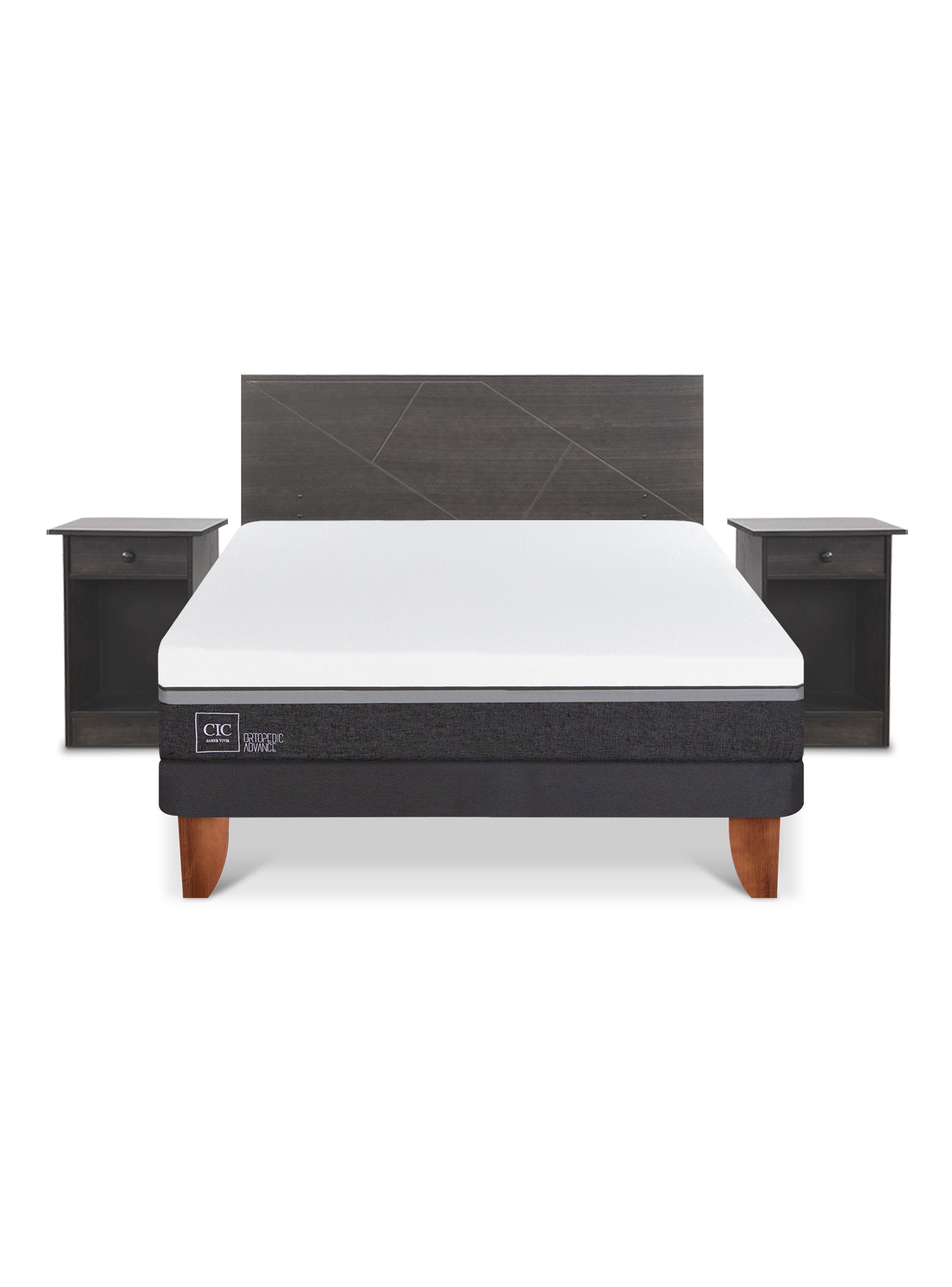 Cama Europea Ortopedic Advance 2 Plazas Set Villarrica Gris-2