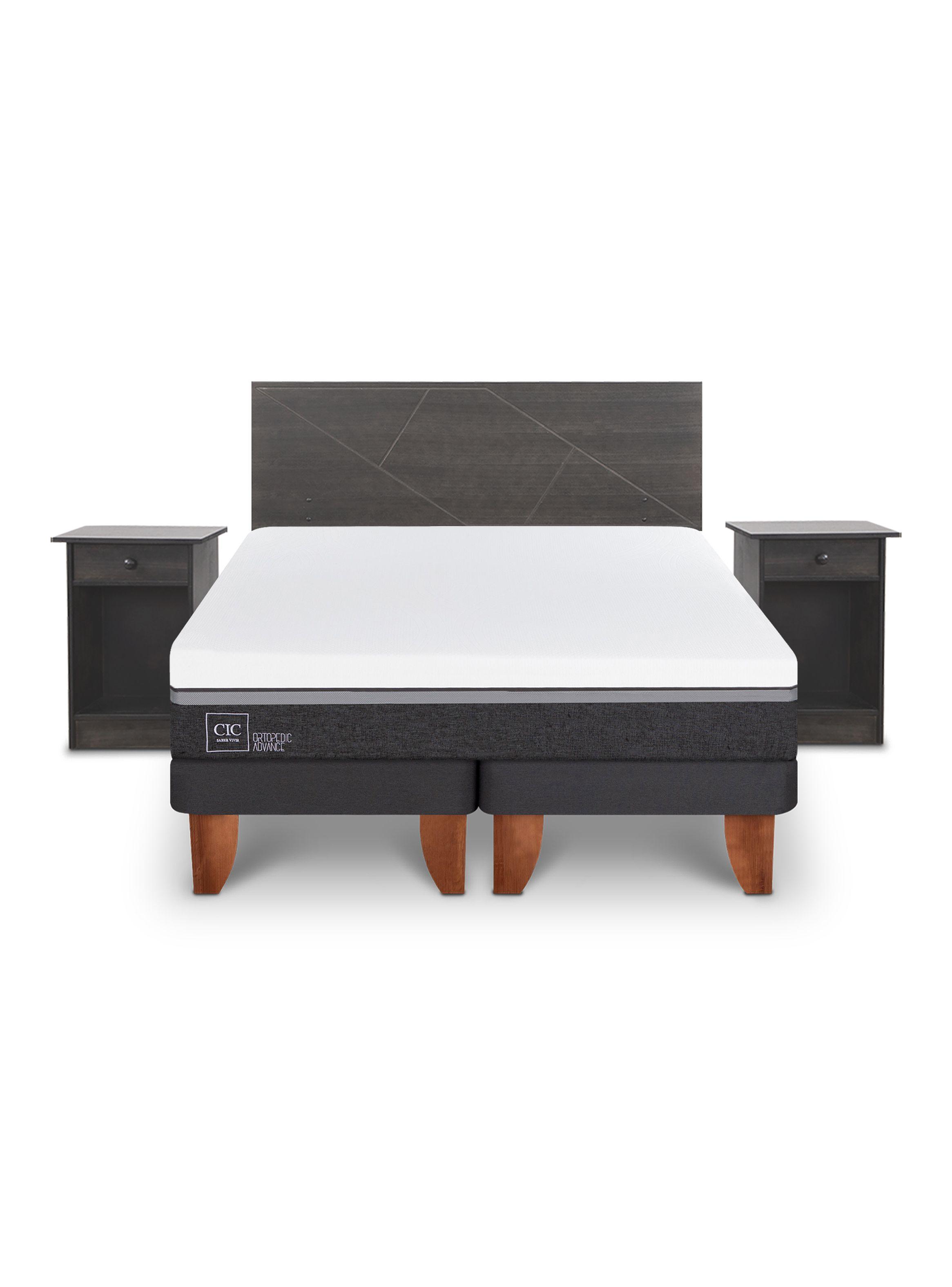 Cama Europea Ortopedic Advance King + Set Villarrica Gris-2