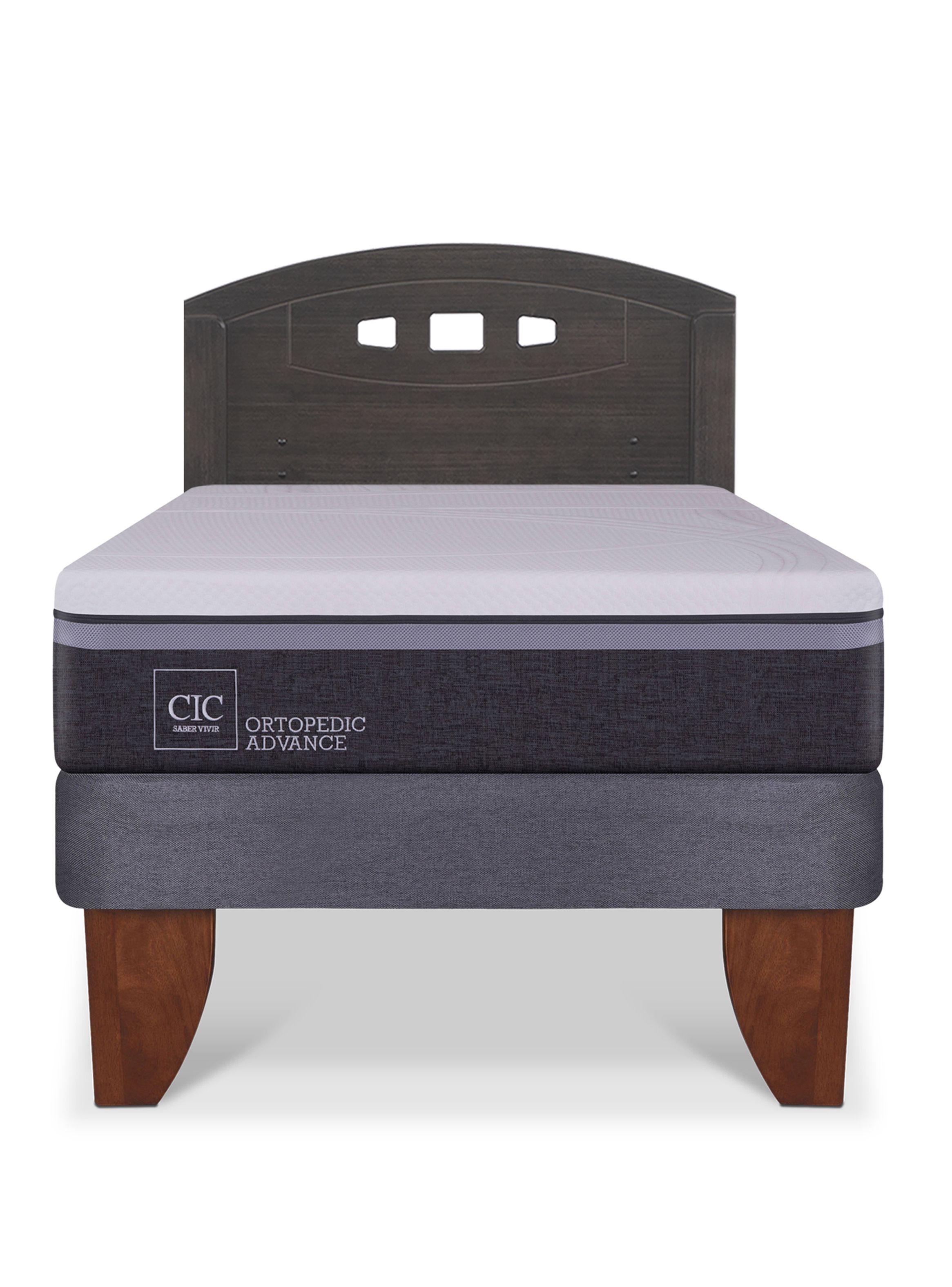 Cama Europea Ortopedic Advance 1.5 Plazas Respaldo Gales Gris-2