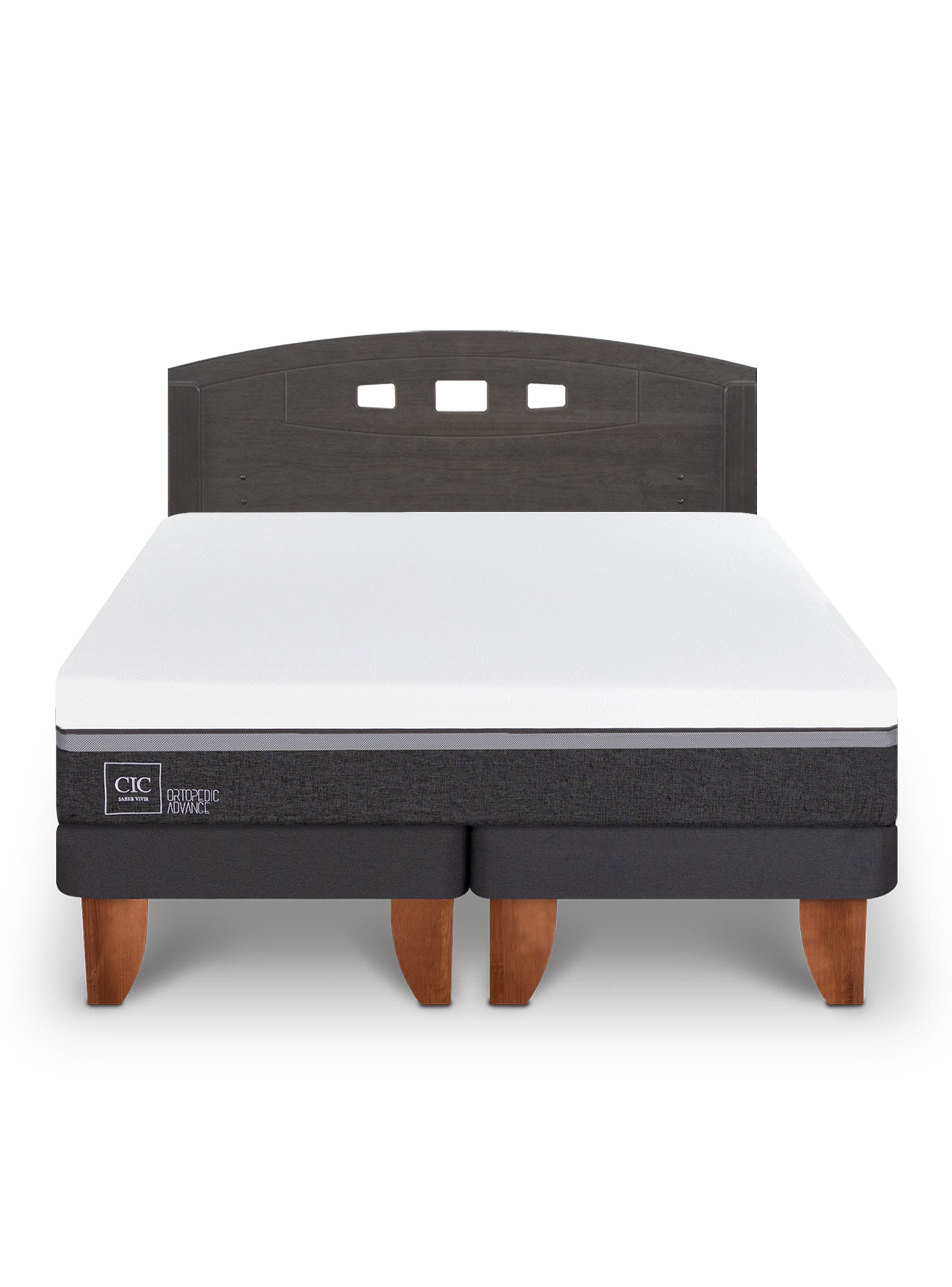 Cama Europea Ortopedic Advance 2 Plazas Base Dividida Respaldo Gales Gris-2