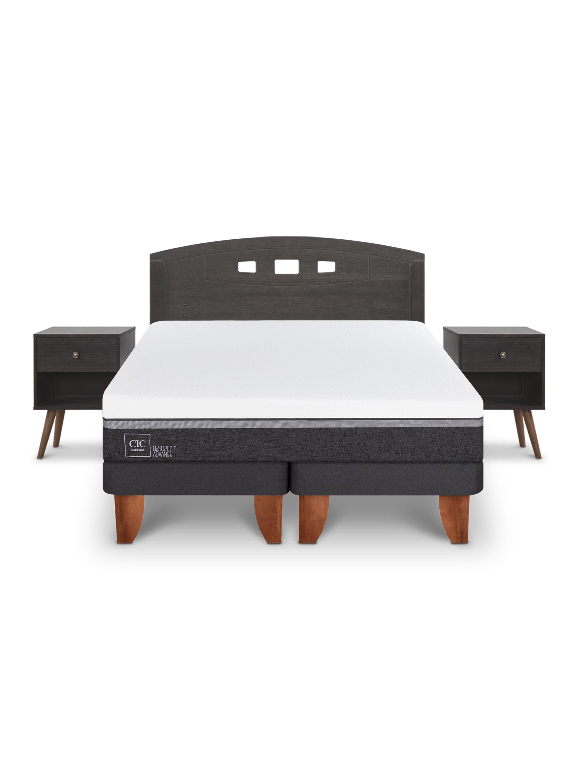 Cama Europea Ortopedic Advance 2 Plazas Base Dividida Set Gales Gris-2