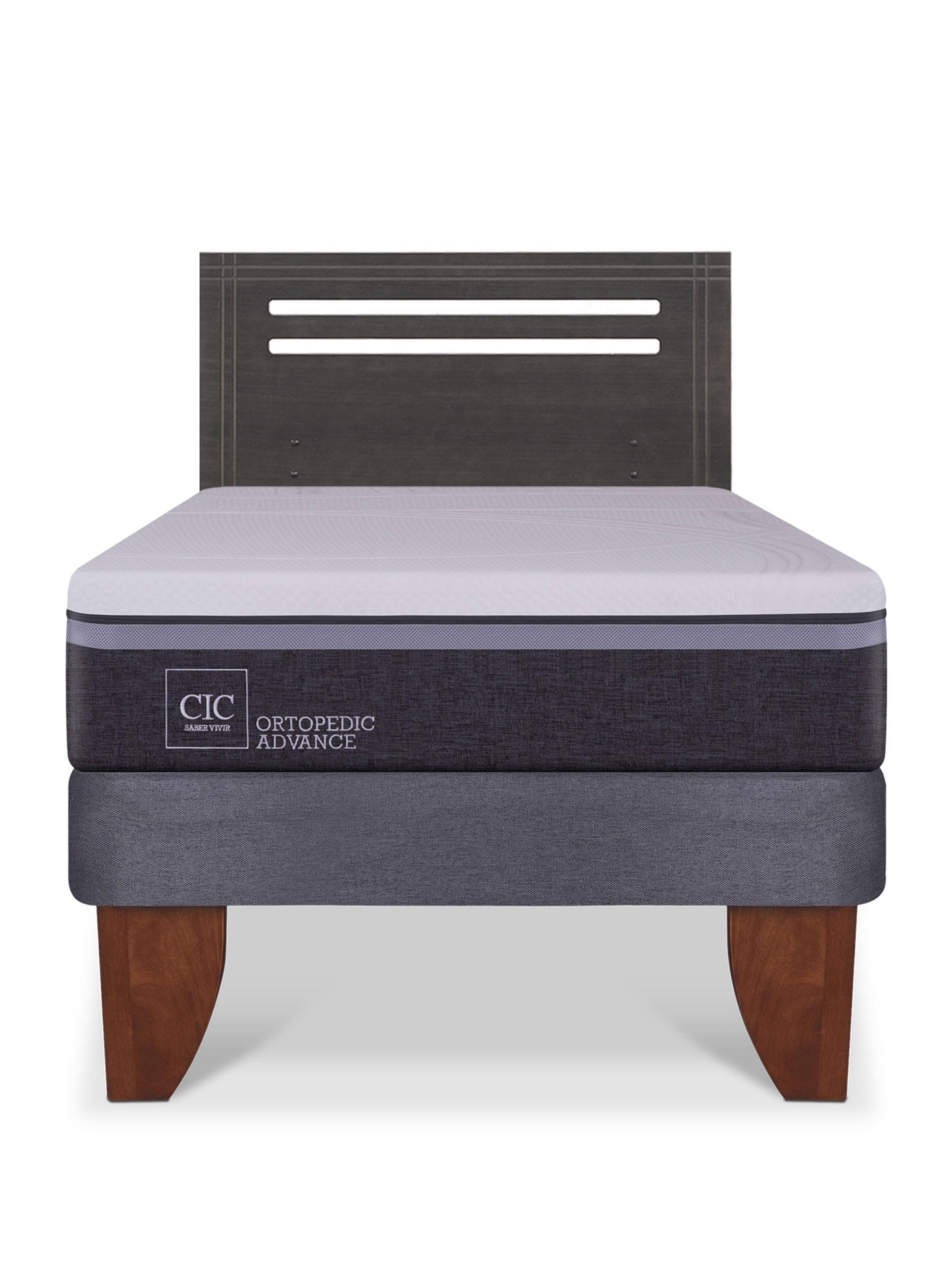 Cama Europea Ortopedic Advance 1.5 Plazas + Respaldo Munich Gris-2