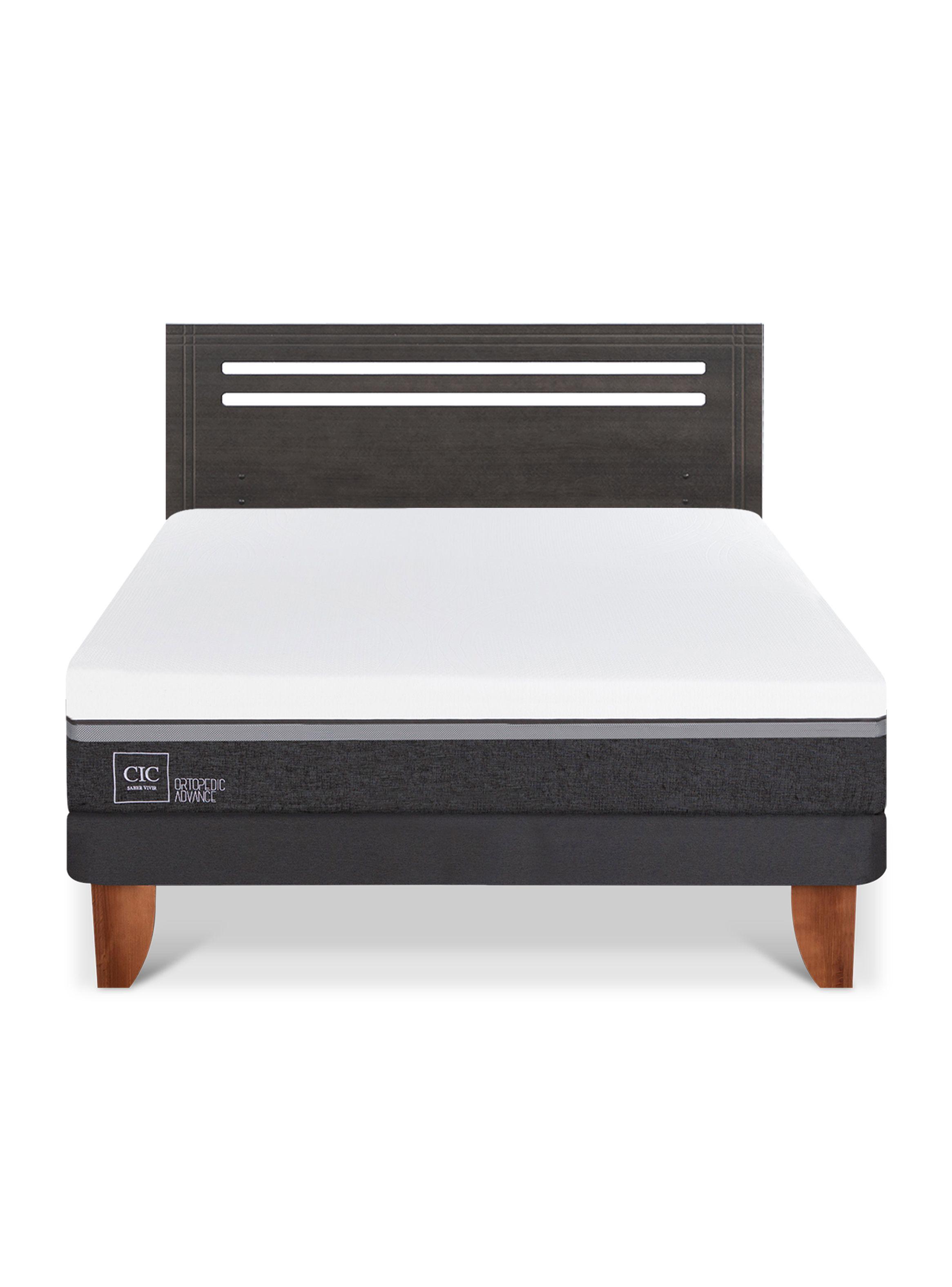 Cama Europea Ortopedic Advance 2 Plazas Respaldo Munich Gris-2