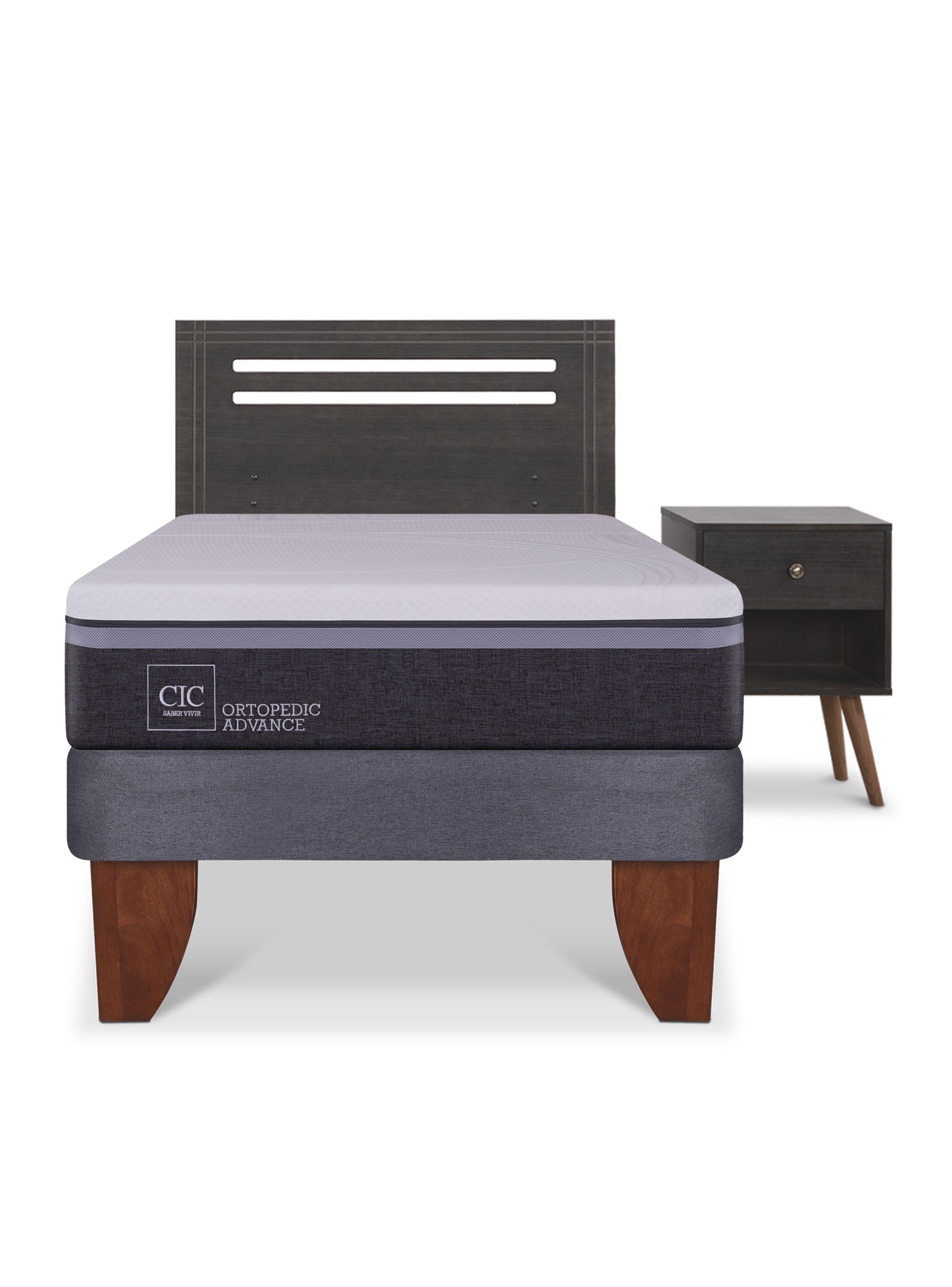 Cama Europea Ortopedic Advance 1.5 Plazas Muebles Munich Gris-2