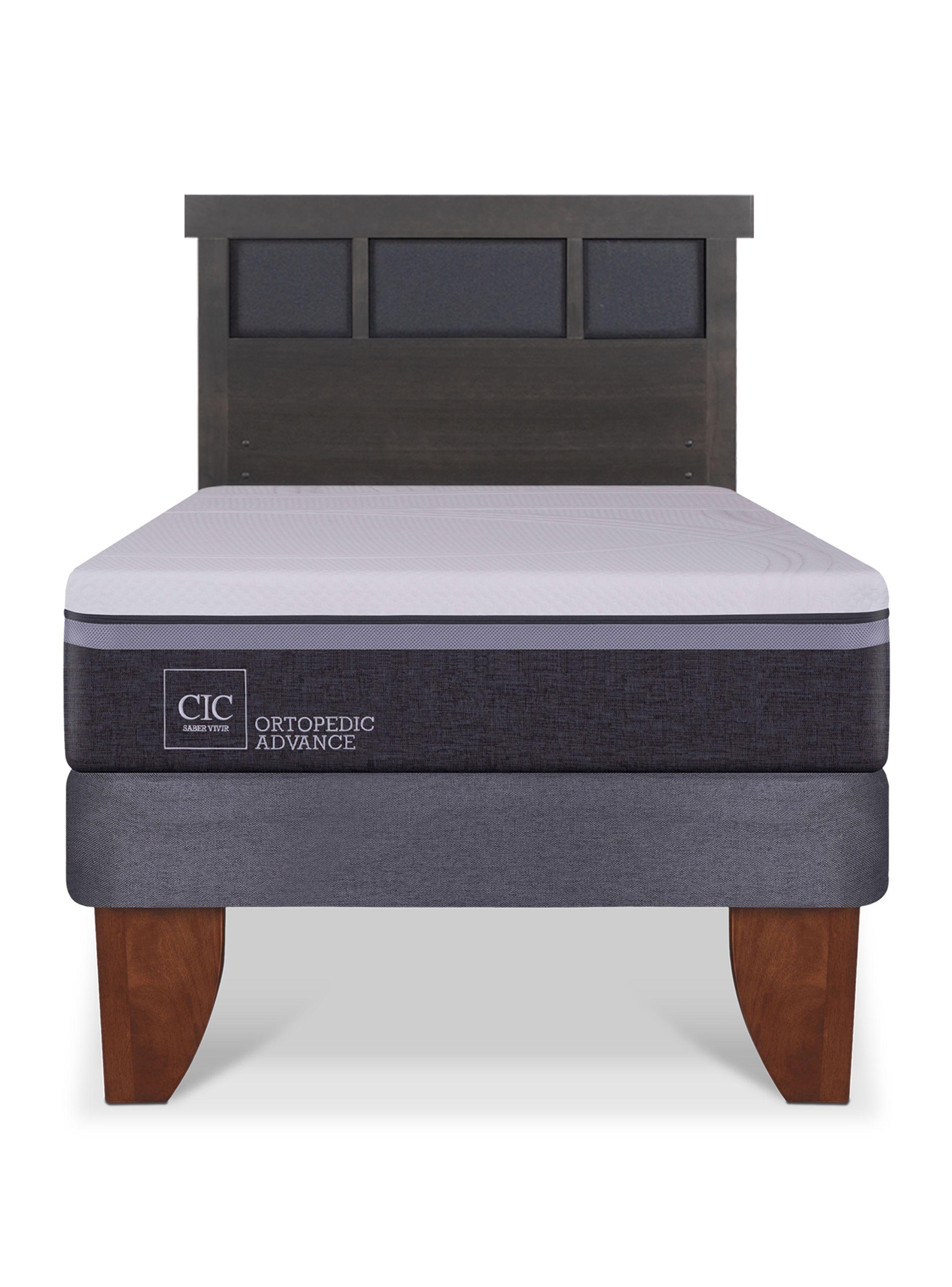 Cama Europea Ortopedic Advance 1.5 Plazas Respaldo Dublin Gris-2