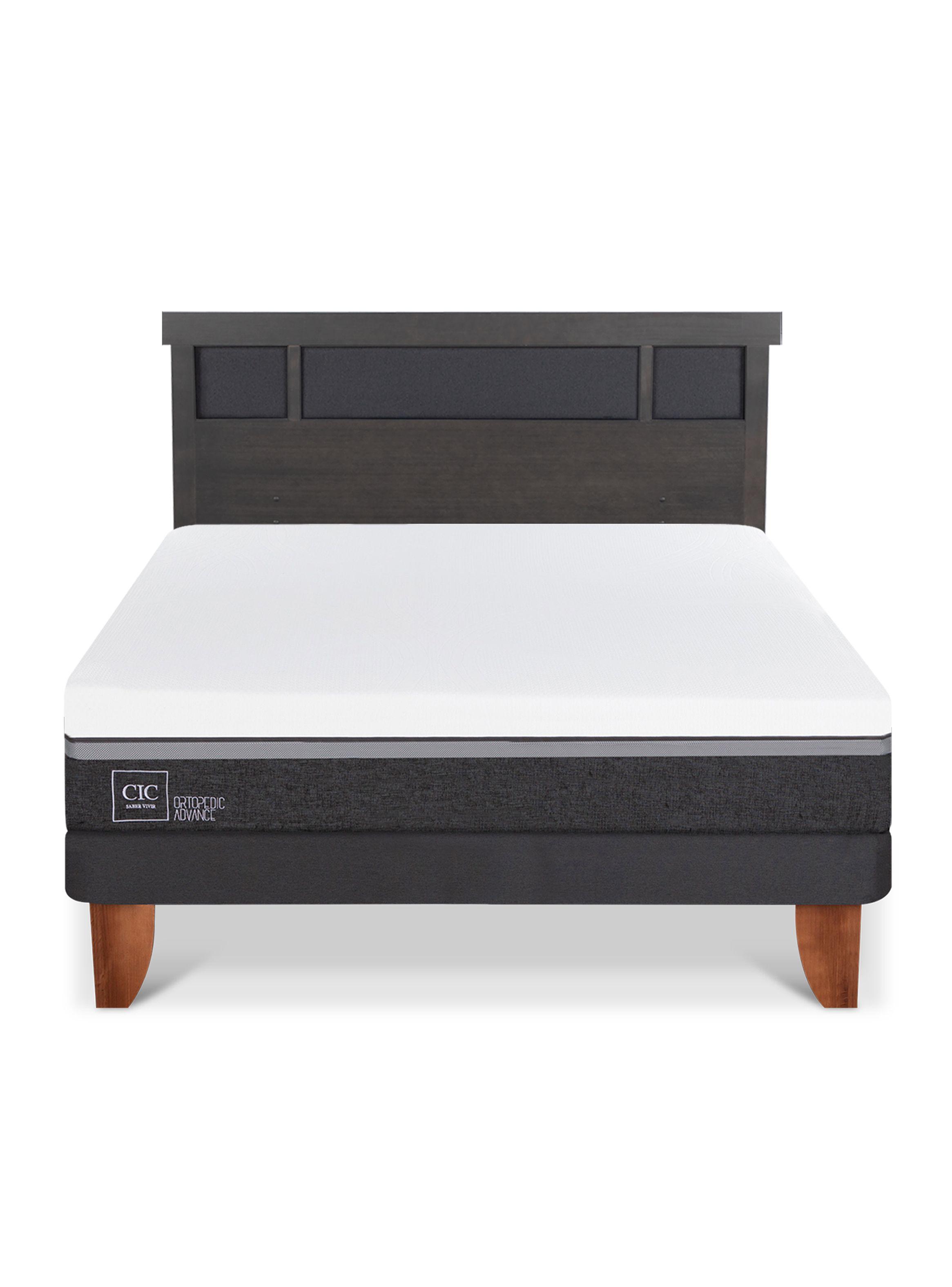 Cama Europea Ortopedic Advance 2 Plazas Respaldo Dublin Gris-2
