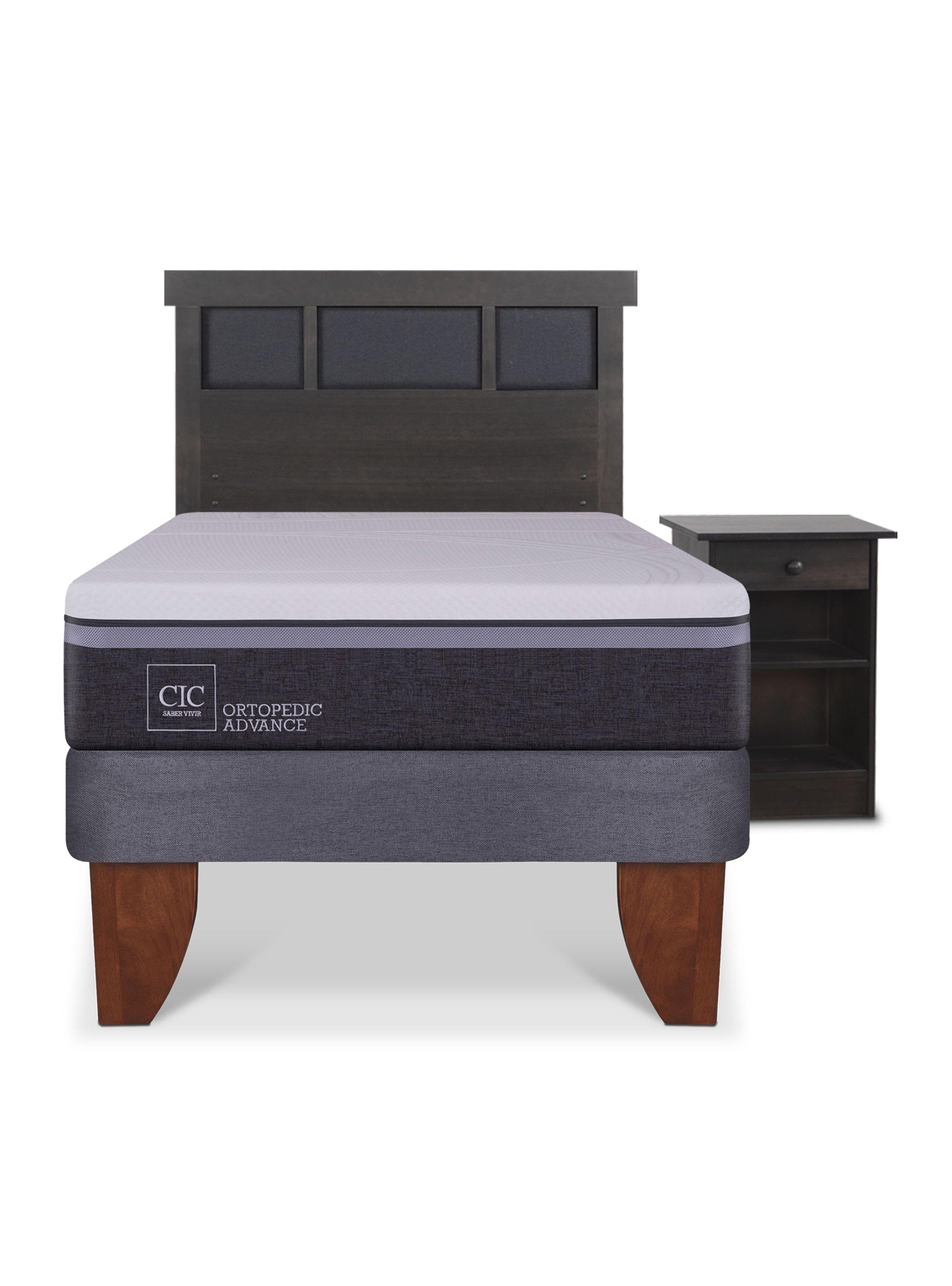 Cama Europea Ortopedic Advance 1.5 Plazas Set Dublin Gris-2