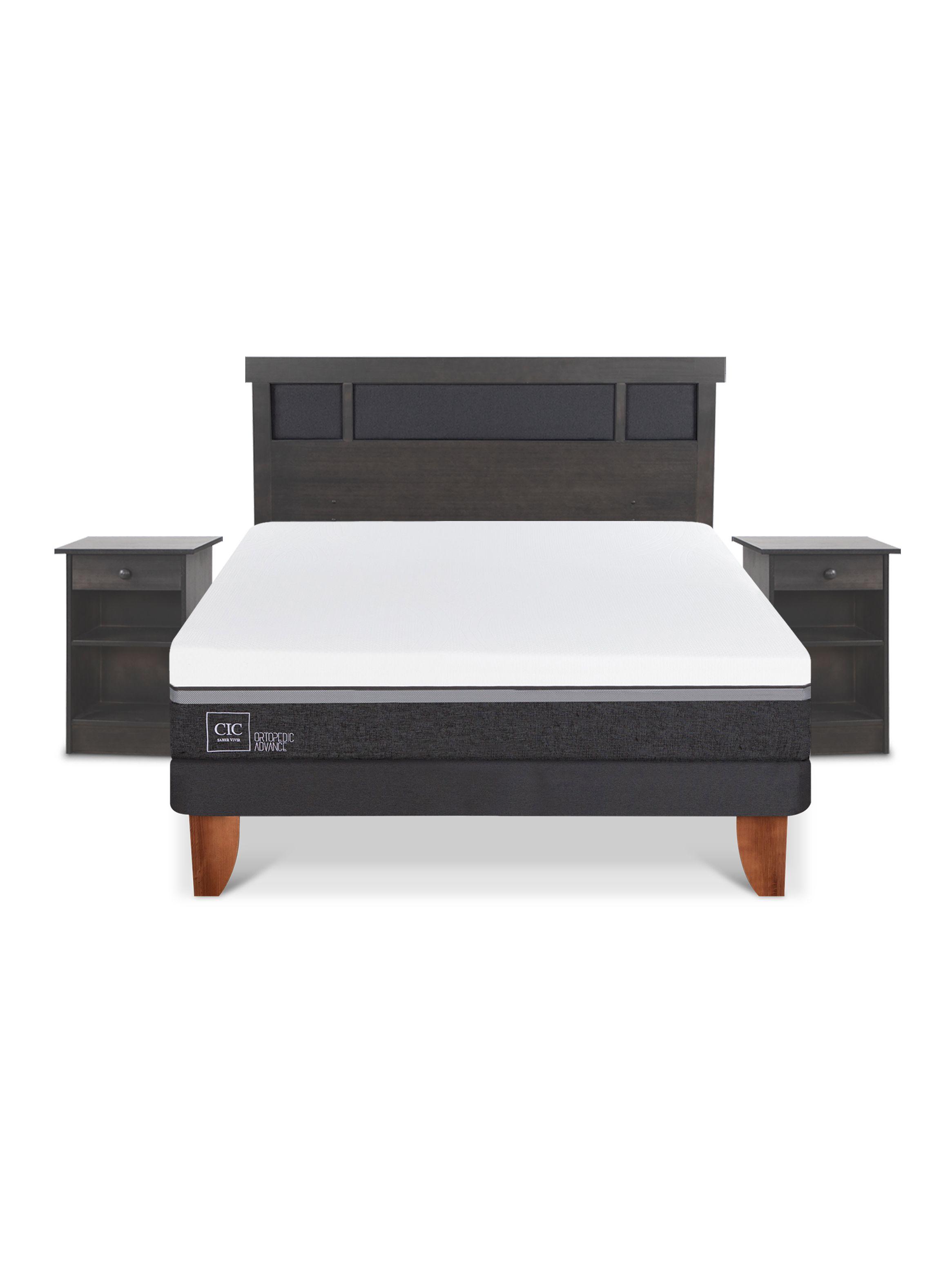 Cama Europea Ortopedic Advance 2 Plazas Set Dublin Gris-2