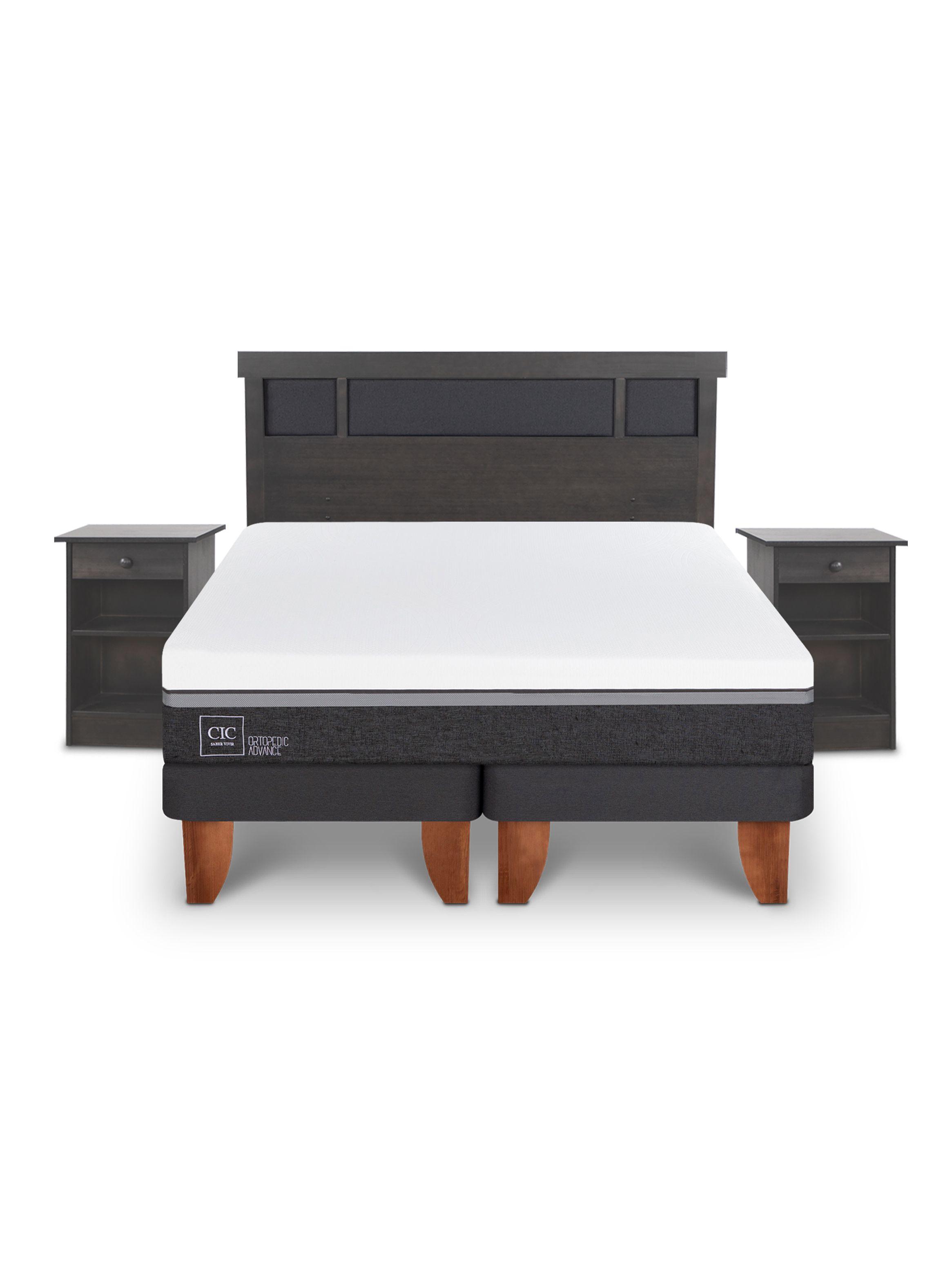 Cama Europea Ortopedic Advance King Set Dublin Gris-2