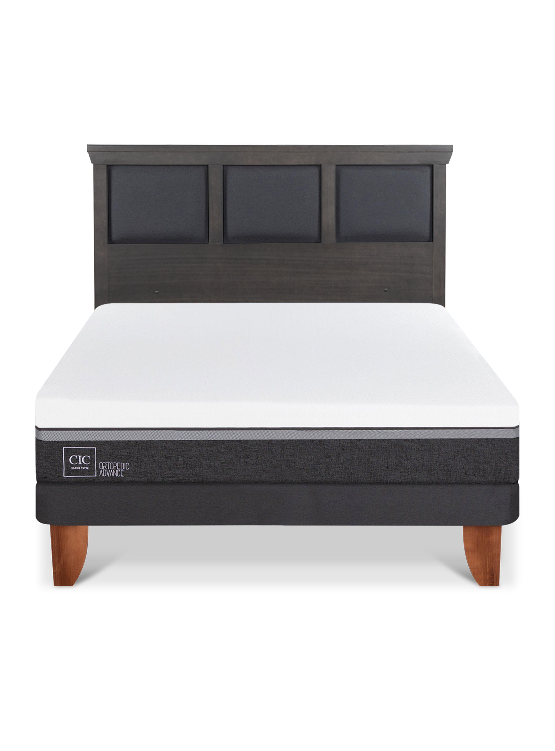 Cama Europea Ortopedic Advance 2 Plazas Respaldo Torino Gris-2
