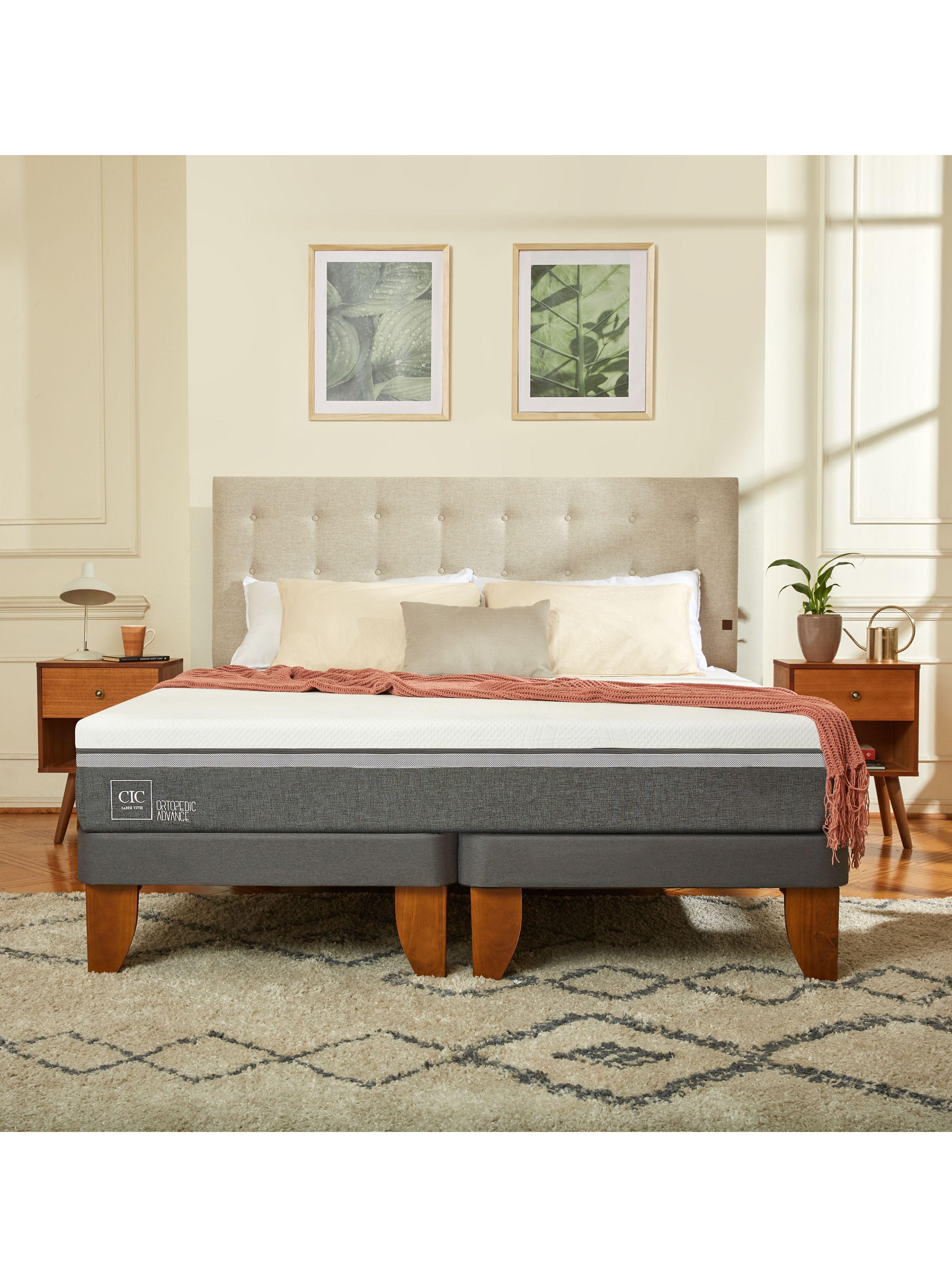 Cama Europea Ortopedic Advance King Set Torino Gris-4