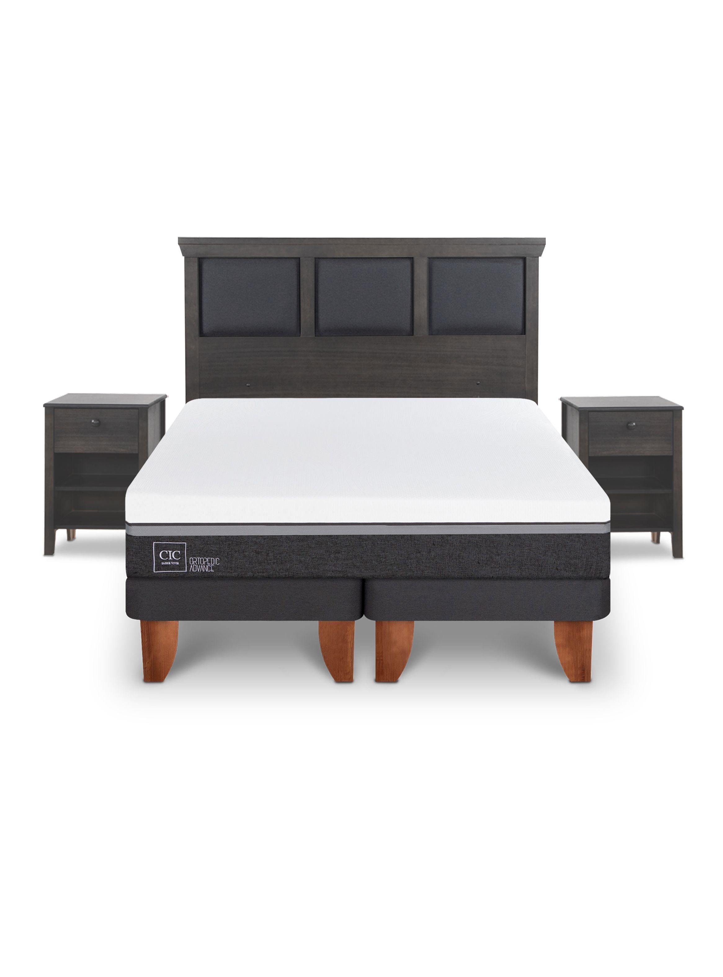 Cama Europea Ortopedic Advance King Set Torino Gris-2