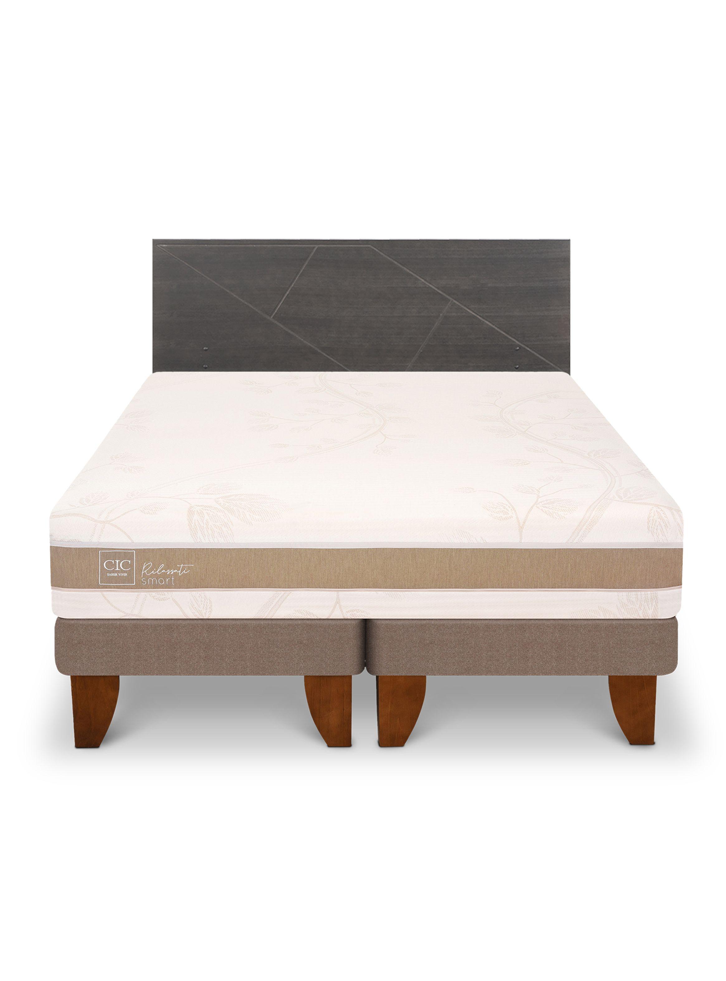 Cama Europea Rilassati Smart King Respaldo Villarrica Gris-2